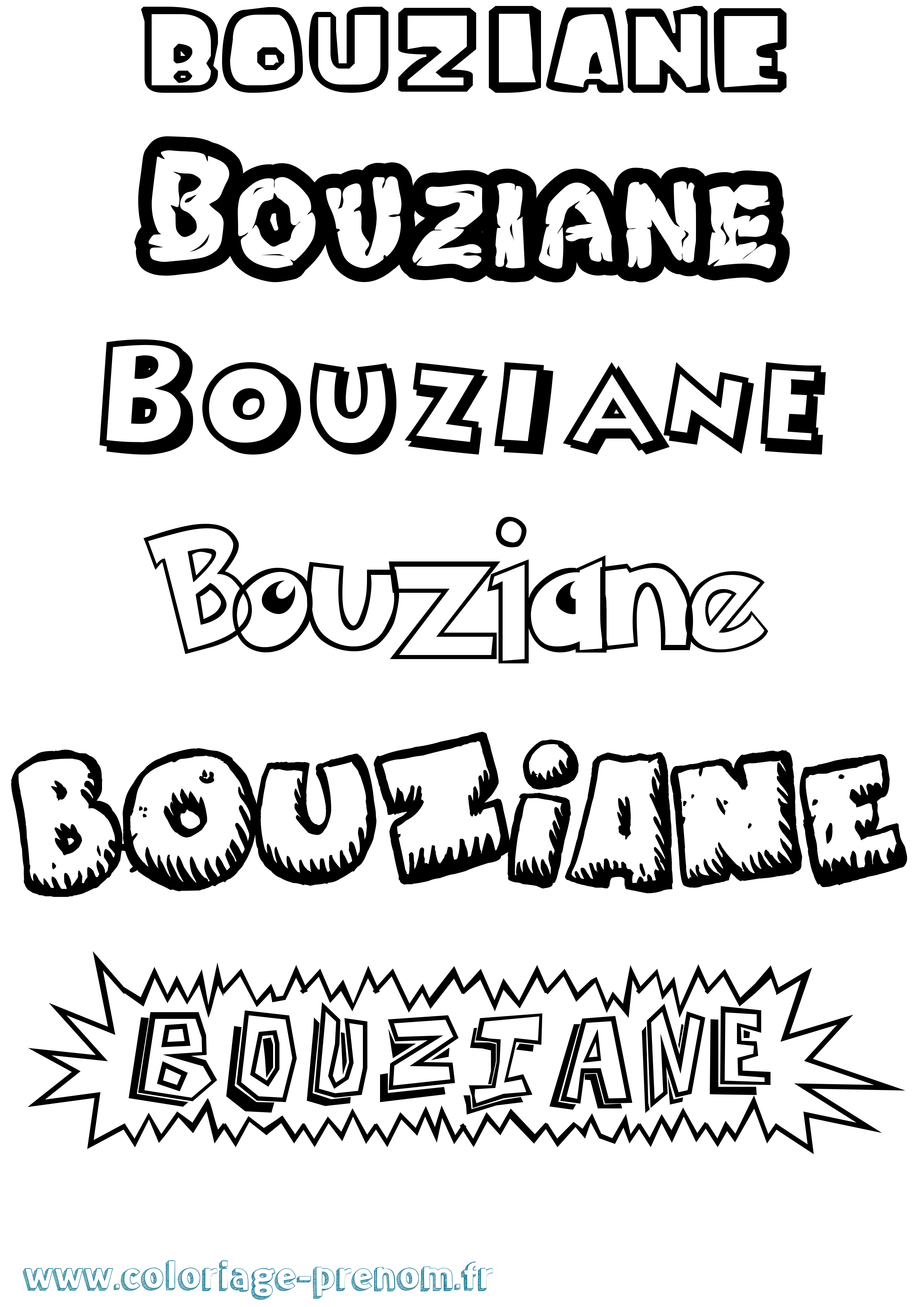 Coloriage prénom Bouziane Dessin Animé