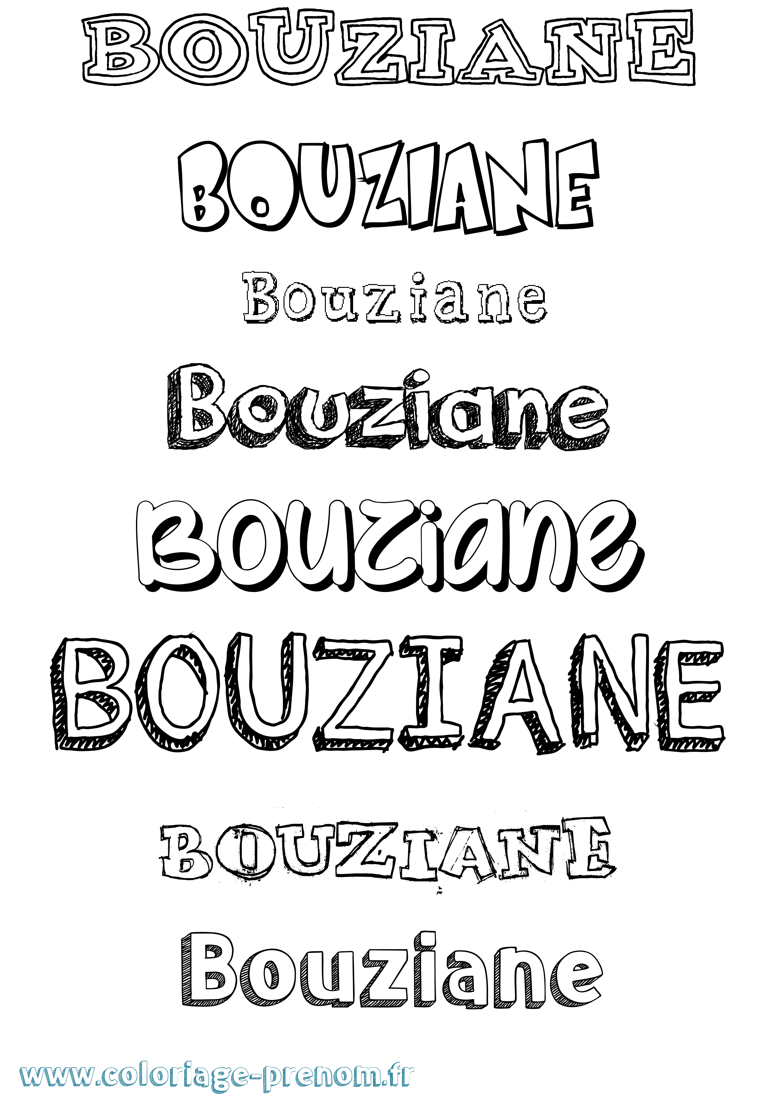 Coloriage prénom Bouziane Dessiné