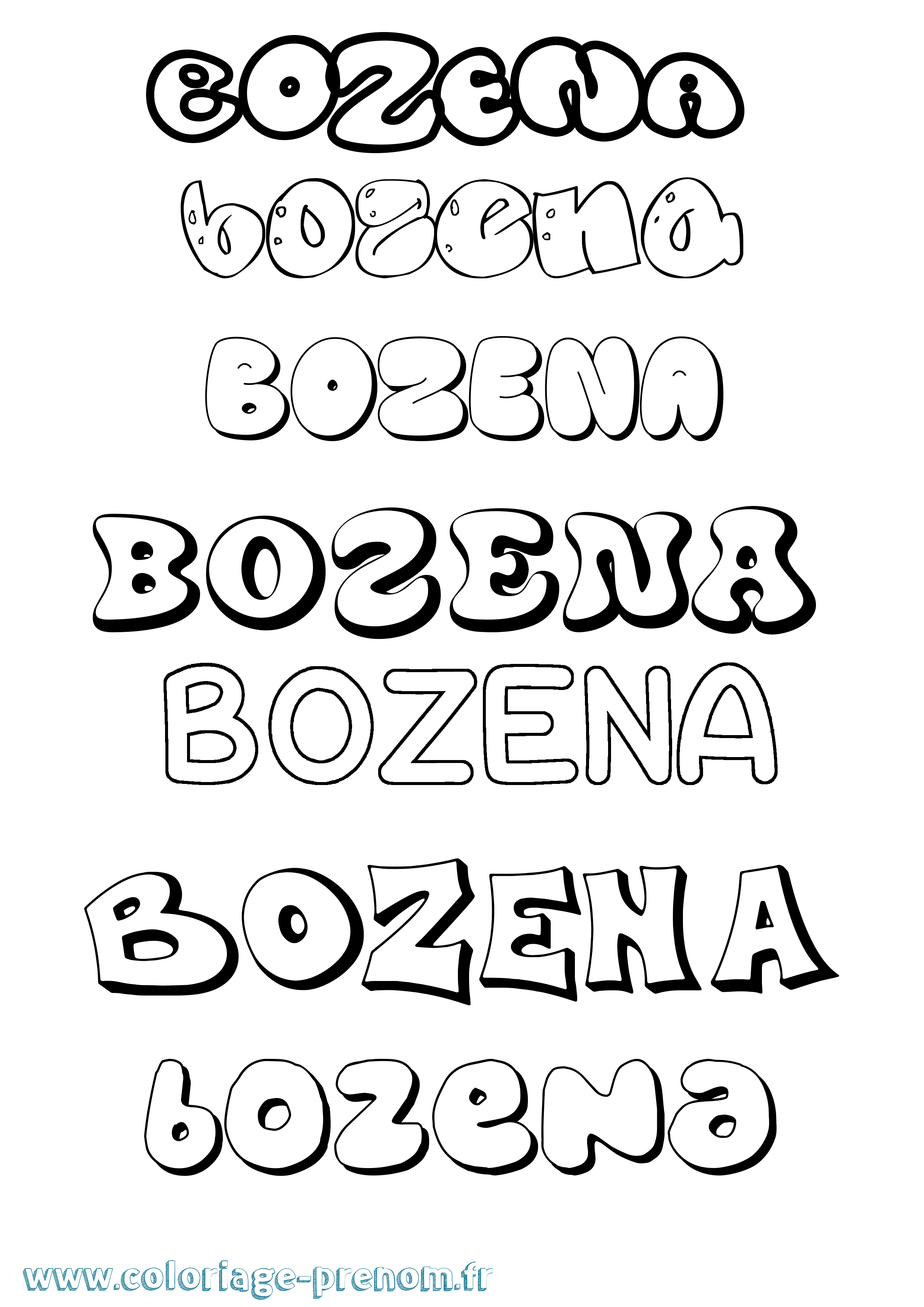 Coloriage prénom Bozena Bubble