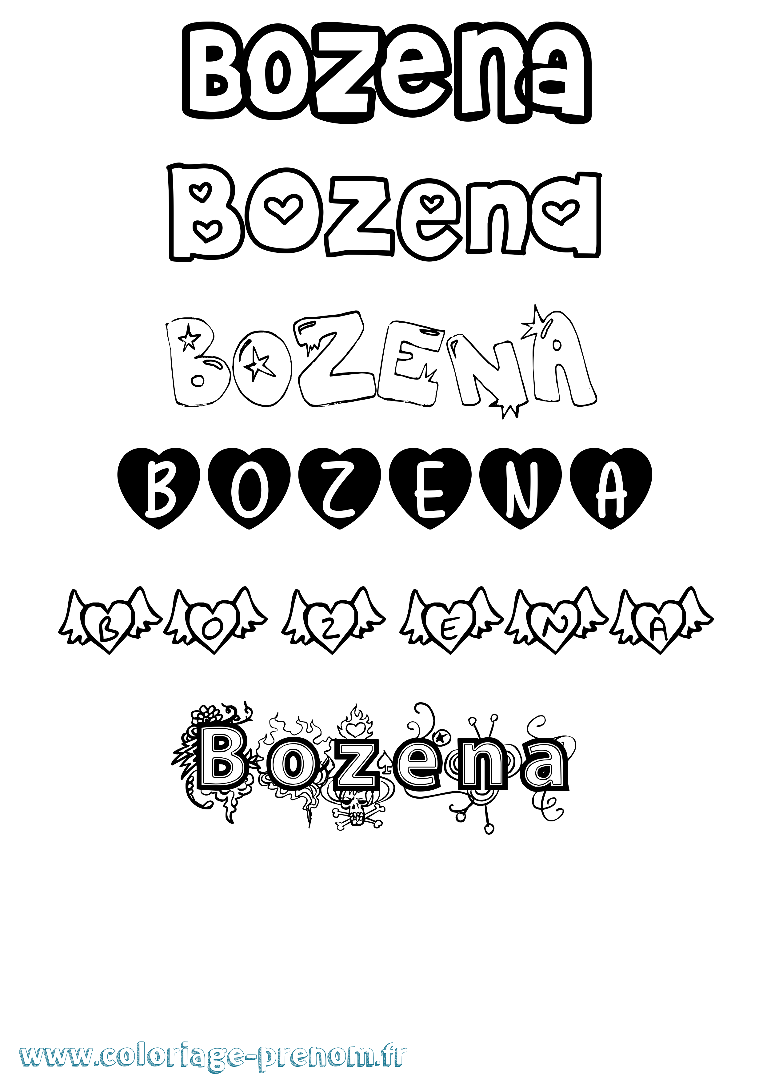 Coloriage prénom Bozena Girly
