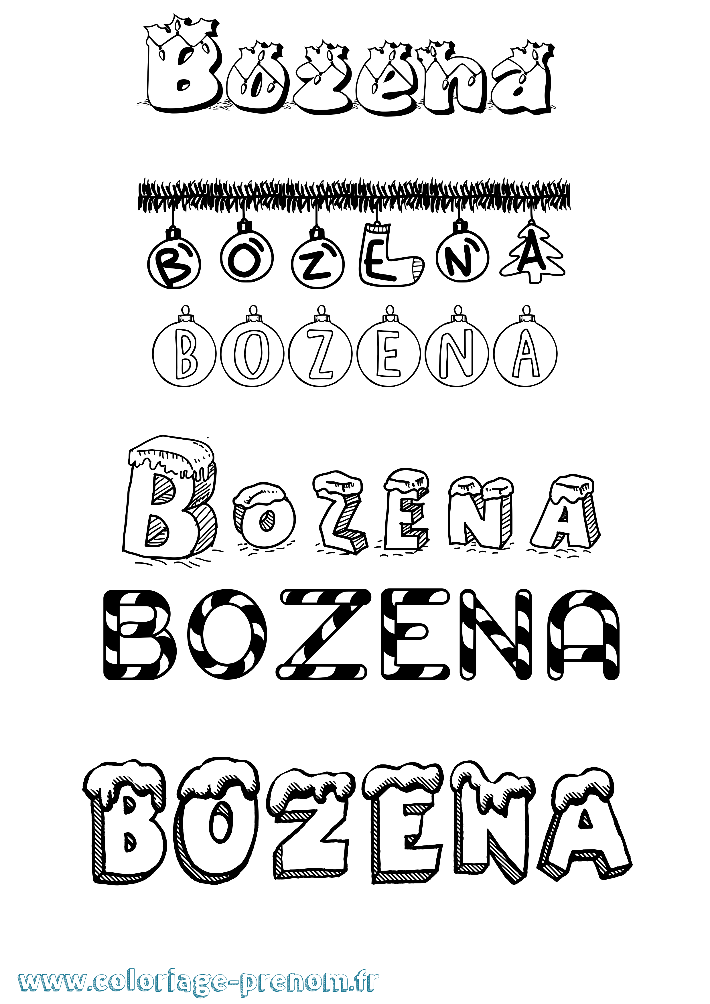 Coloriage prénom Bozena Noël
