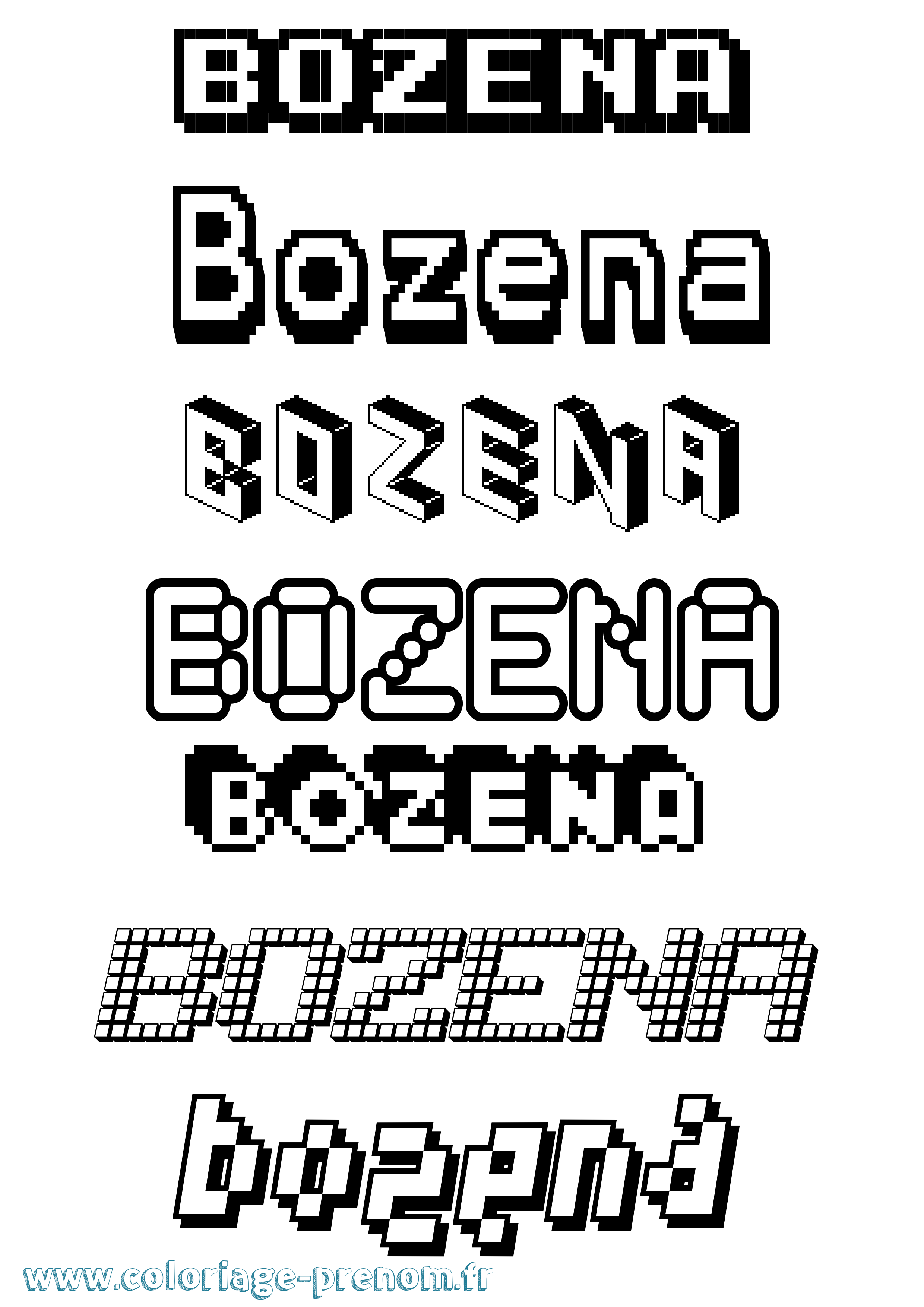 Coloriage prénom Bozena Pixel