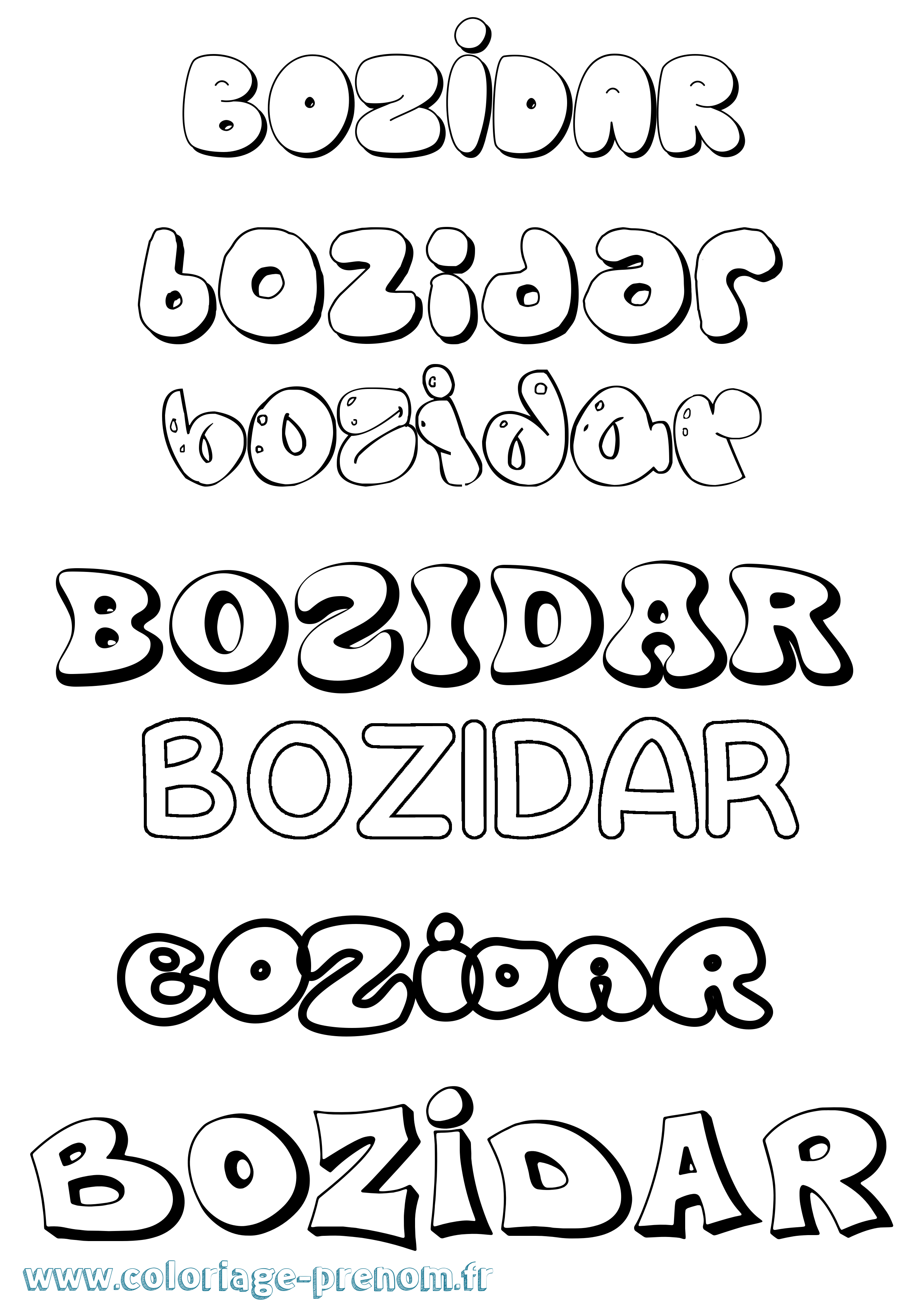 Coloriage prénom Bozidar Bubble