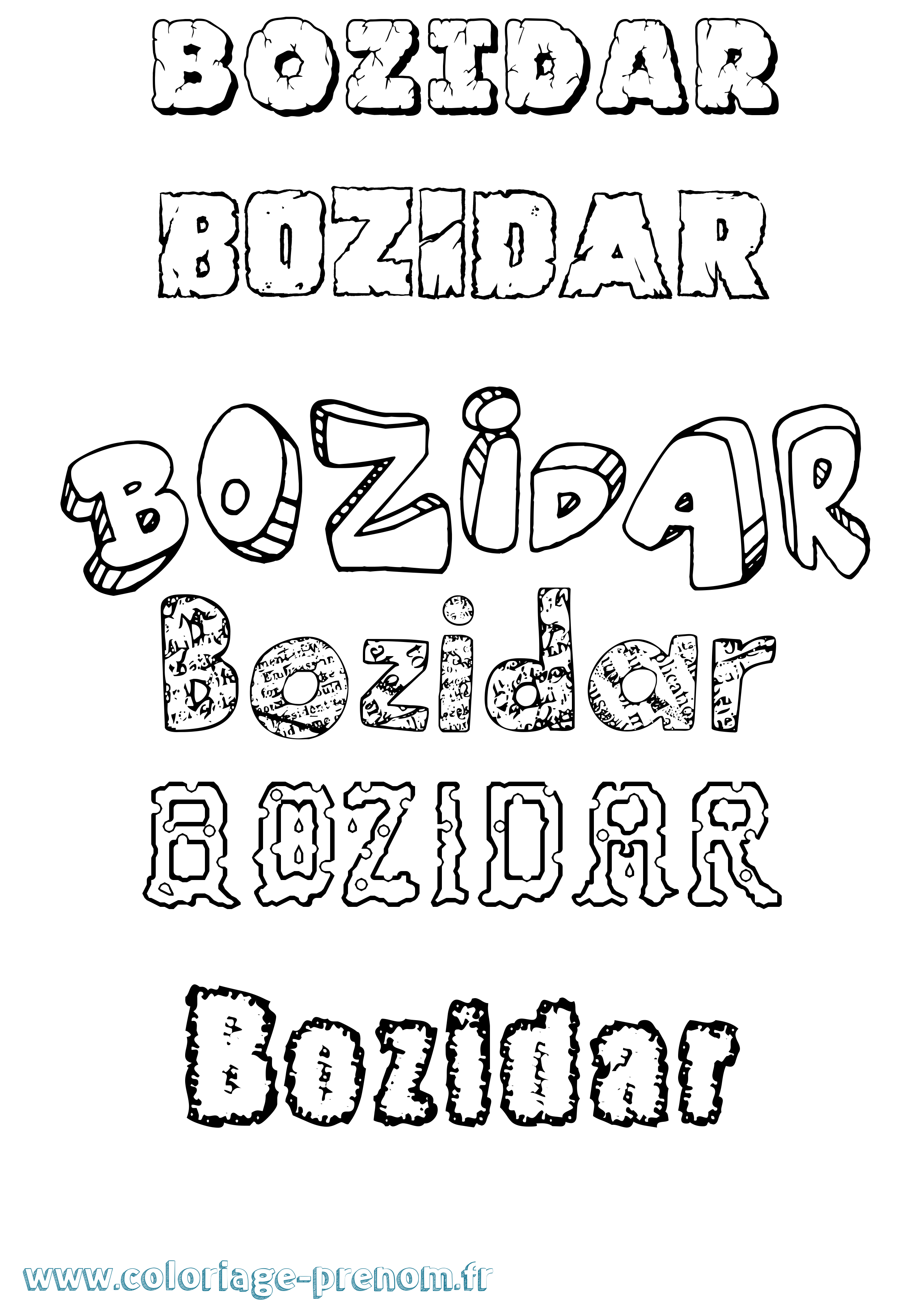 Coloriage prénom Bozidar Destructuré