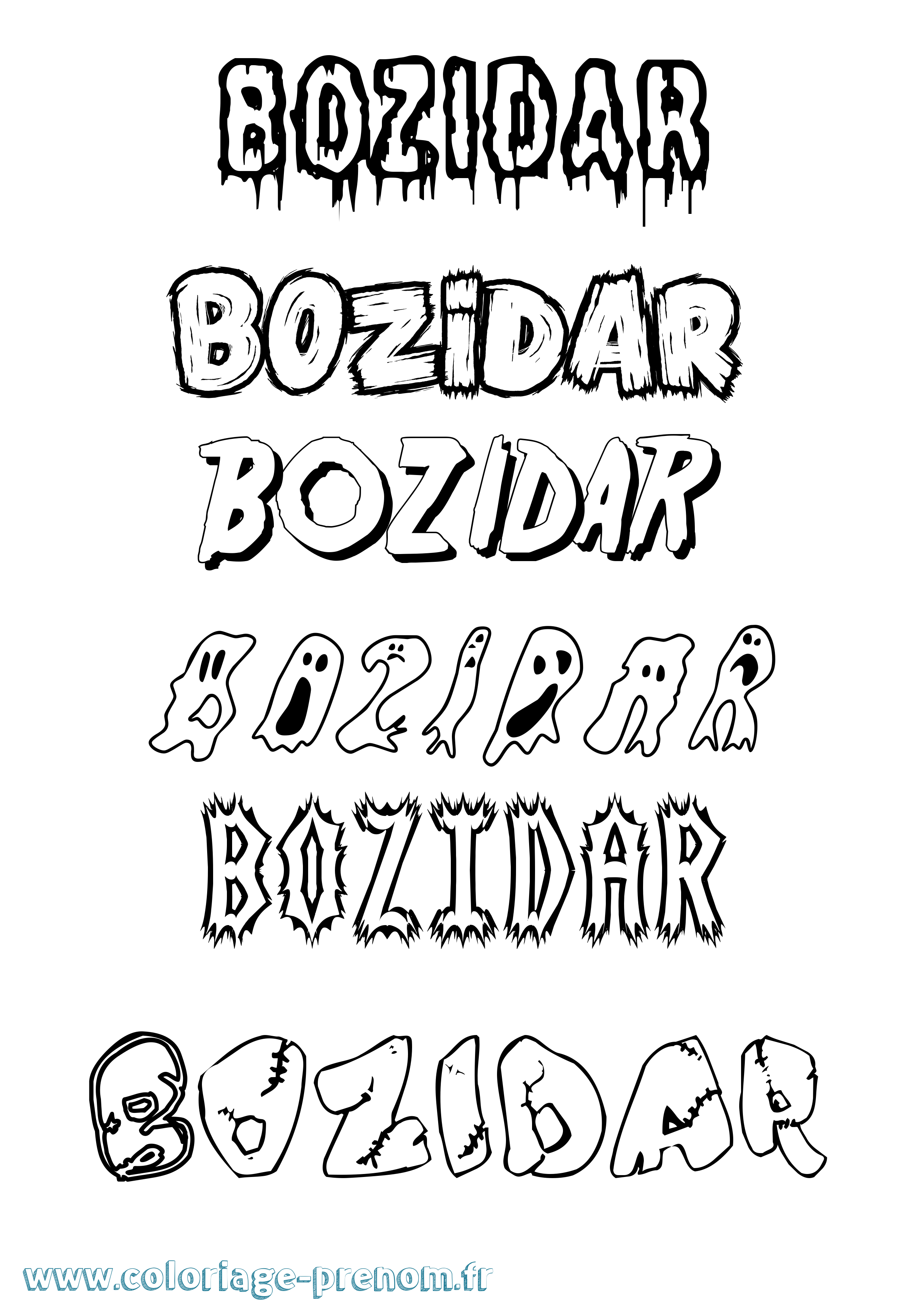 Coloriage prénom Bozidar Frisson