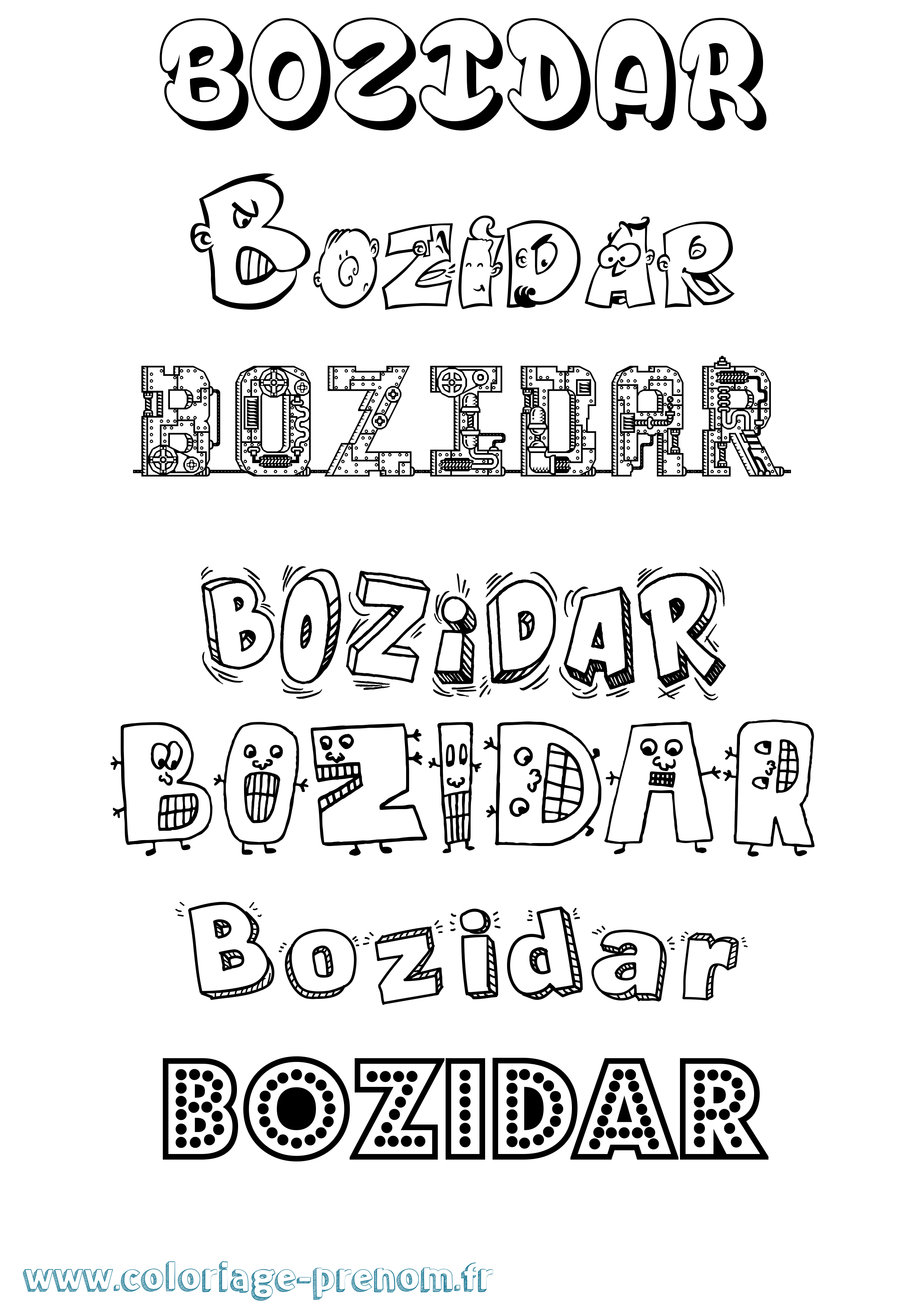 Coloriage prénom Bozidar Fun