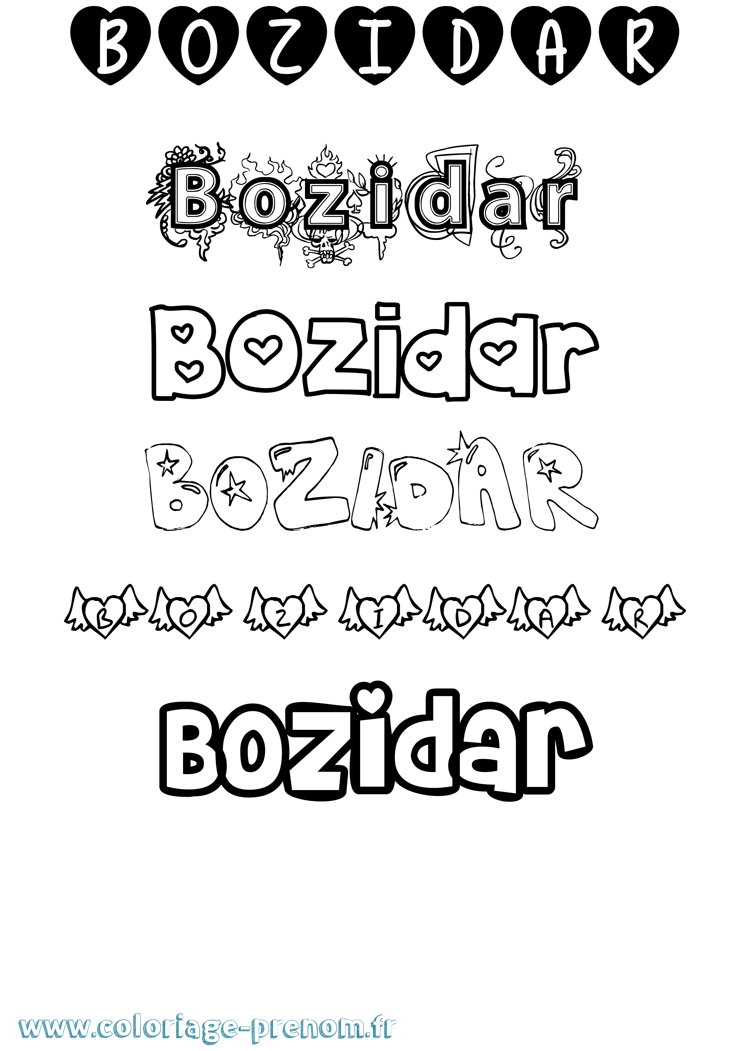 Coloriage prénom Bozidar Girly