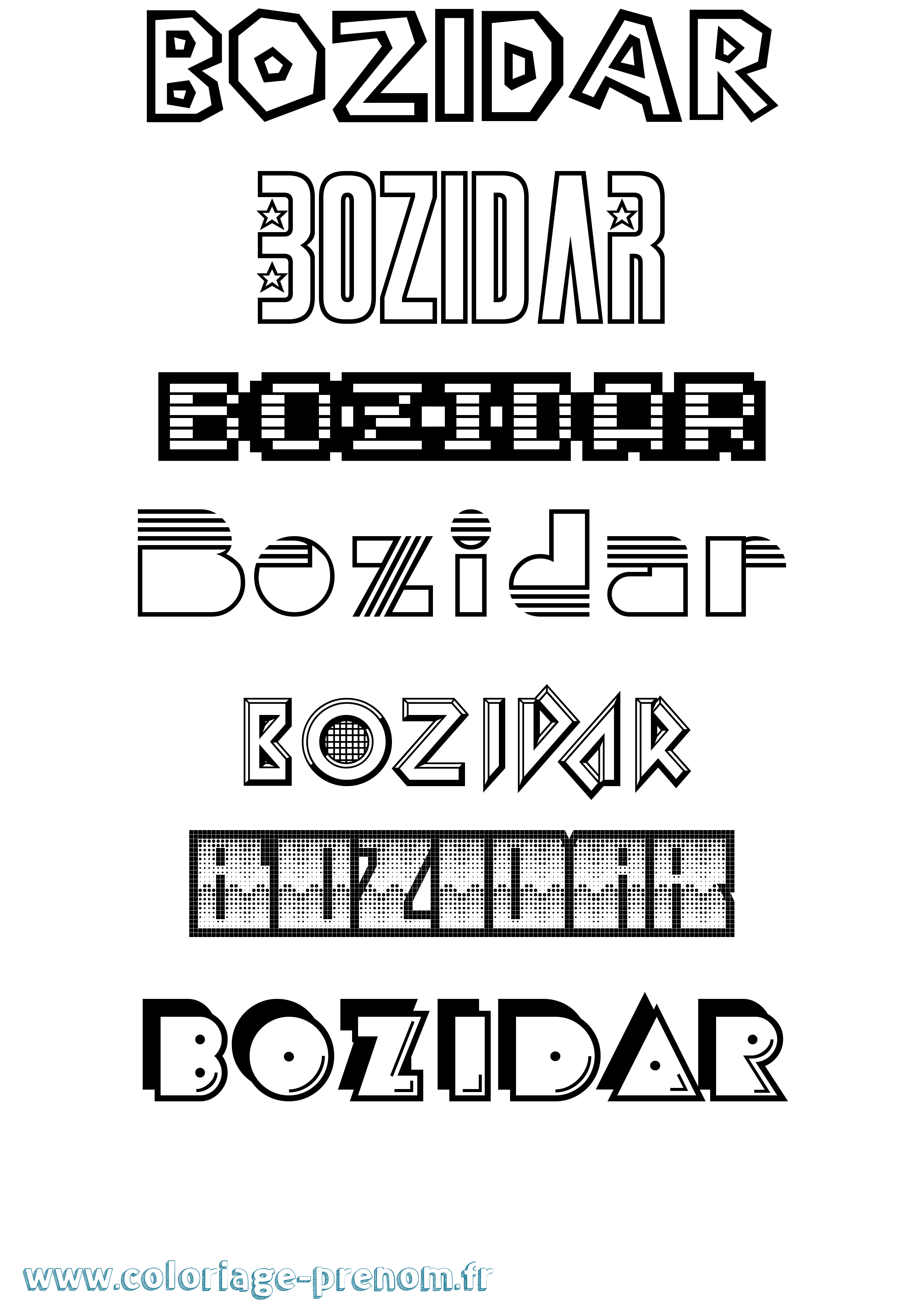 Coloriage prénom Bozidar Jeux Vidéos