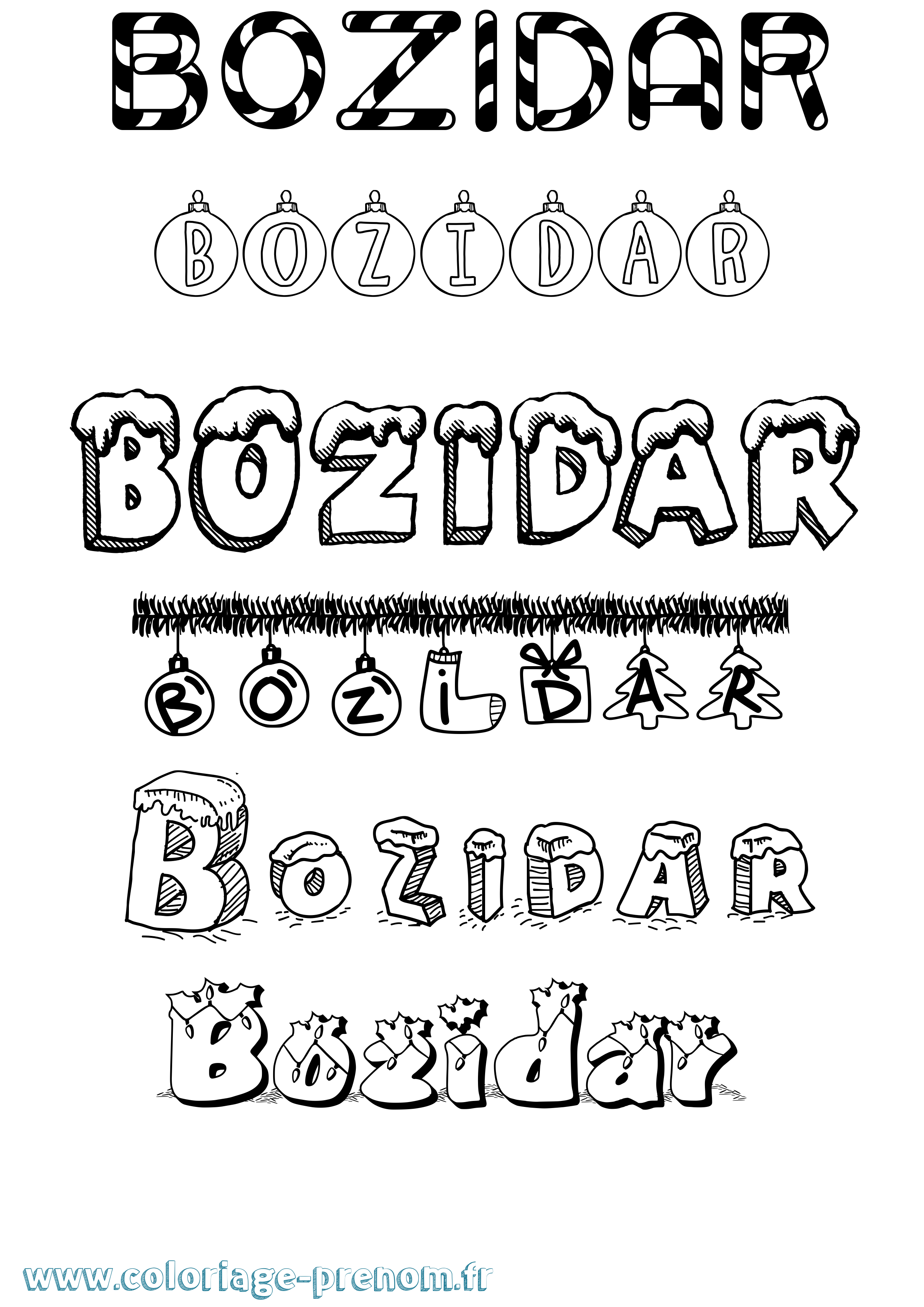 Coloriage prénom Bozidar Noël
