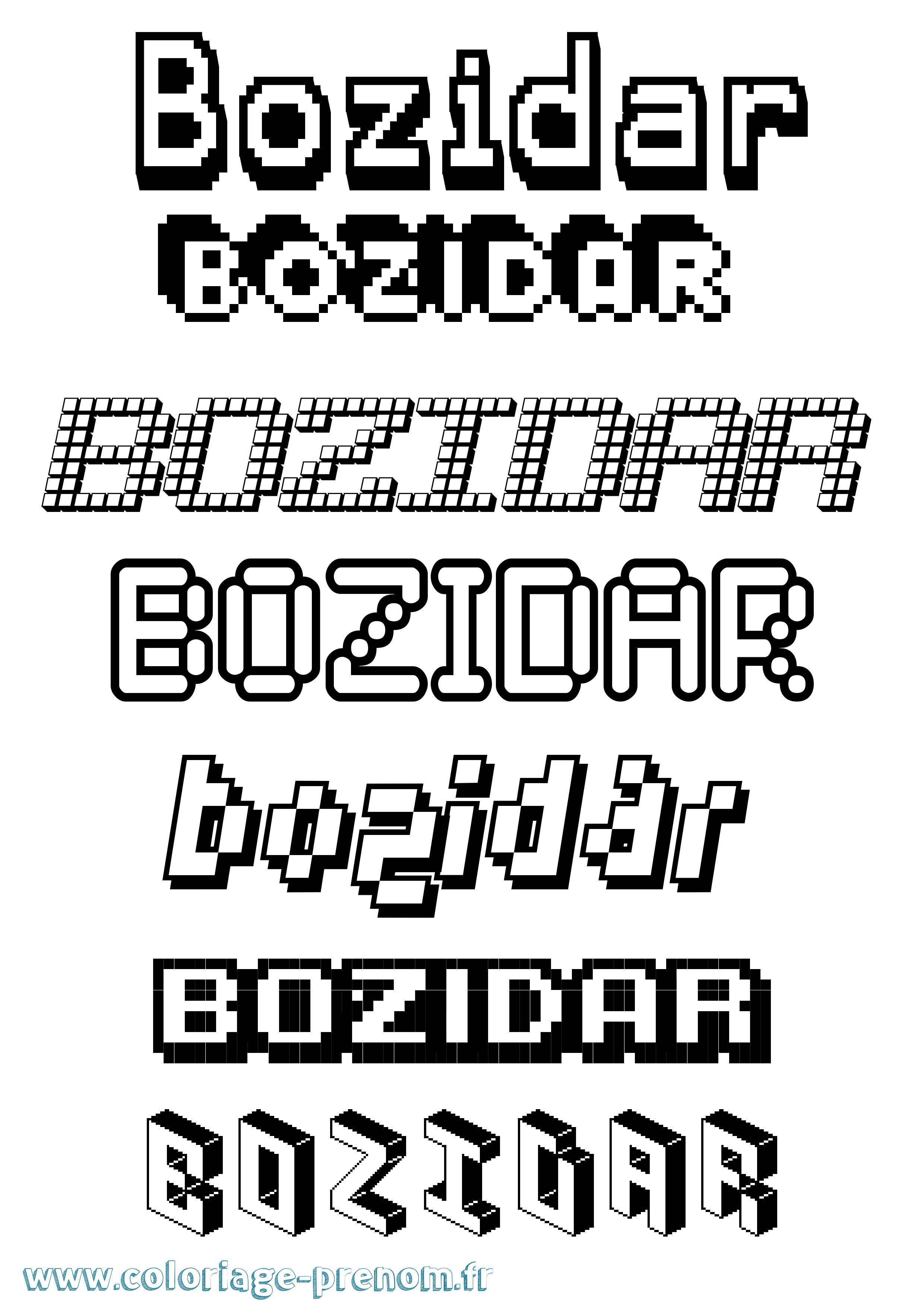 Coloriage prénom Bozidar Pixel