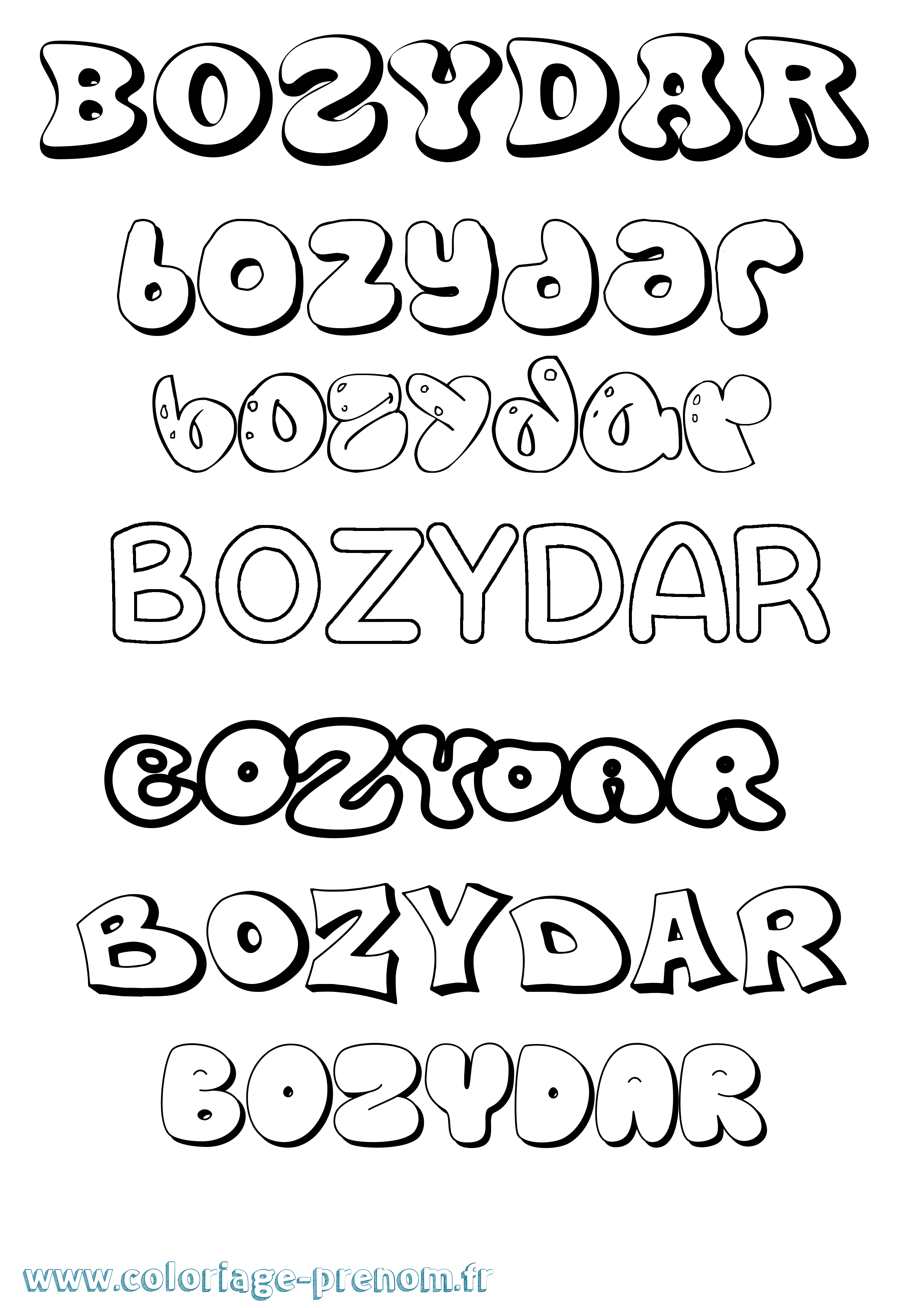 Coloriage prénom Bozydar Bubble
