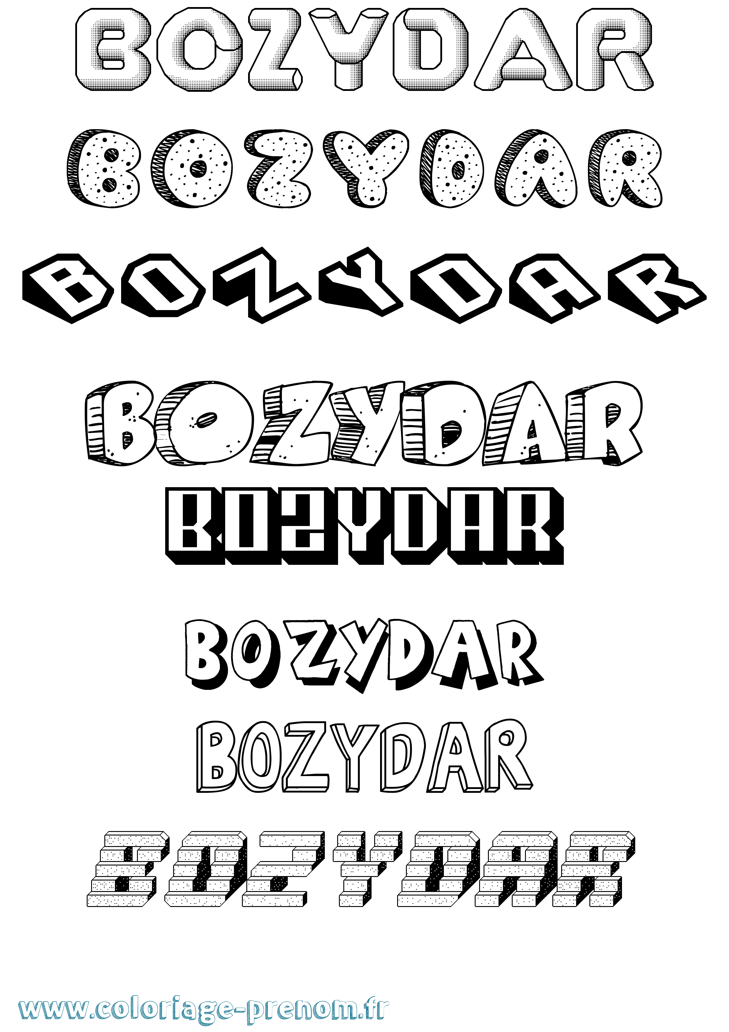 Coloriage prénom Bozydar Effet 3D