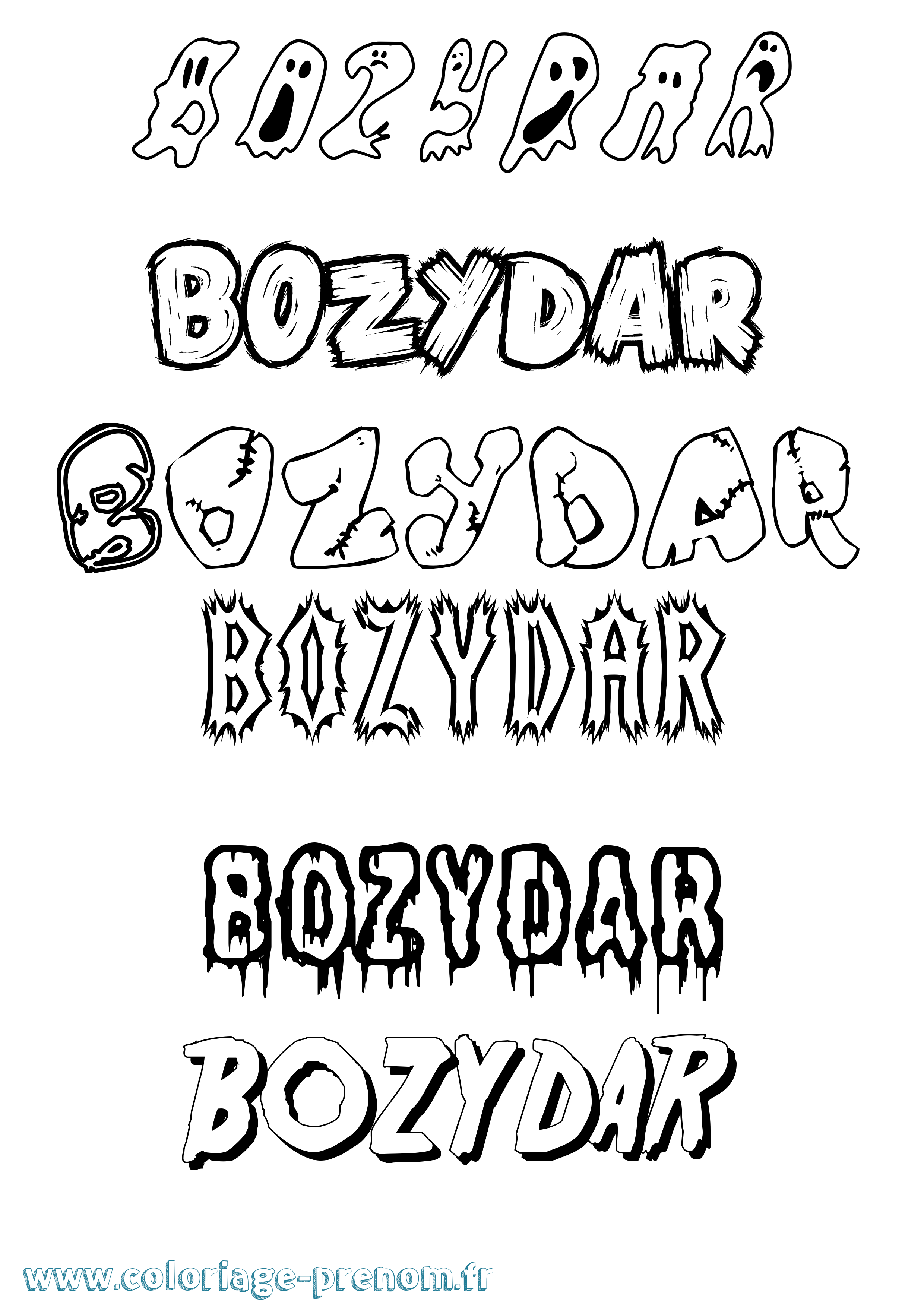 Coloriage Bozydar Frisson Coloriage prénom Bozydar Frisson