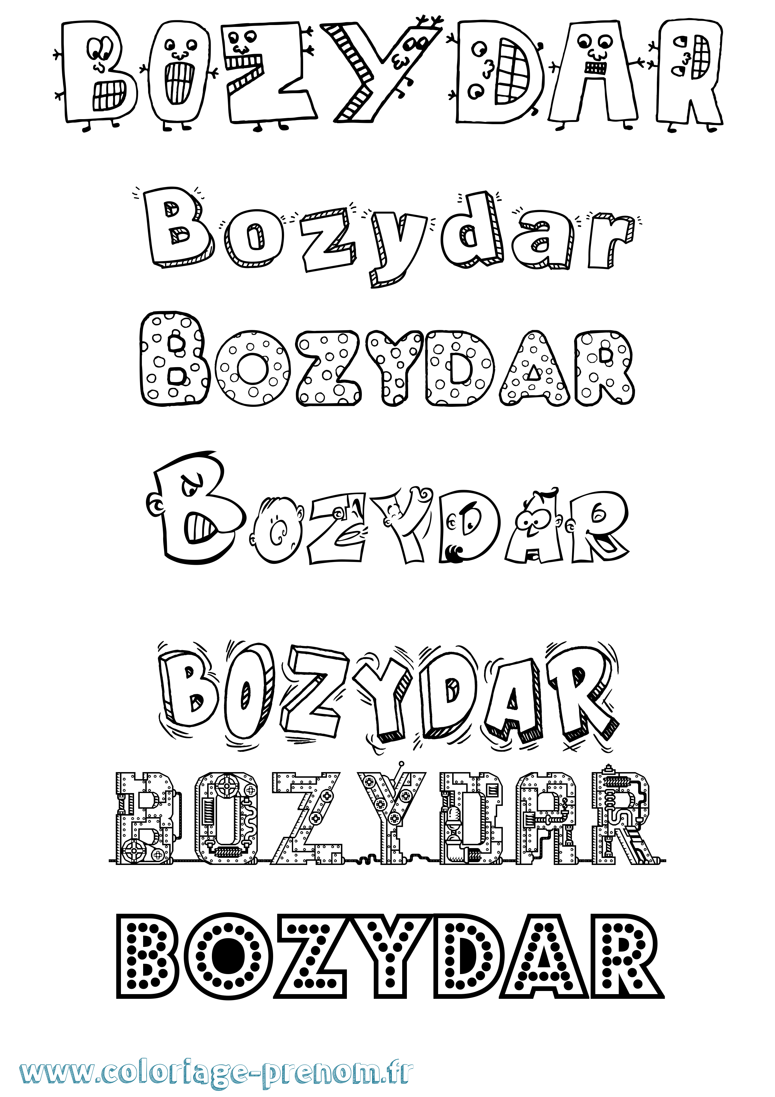 Coloriage prénom Bozydar Fun