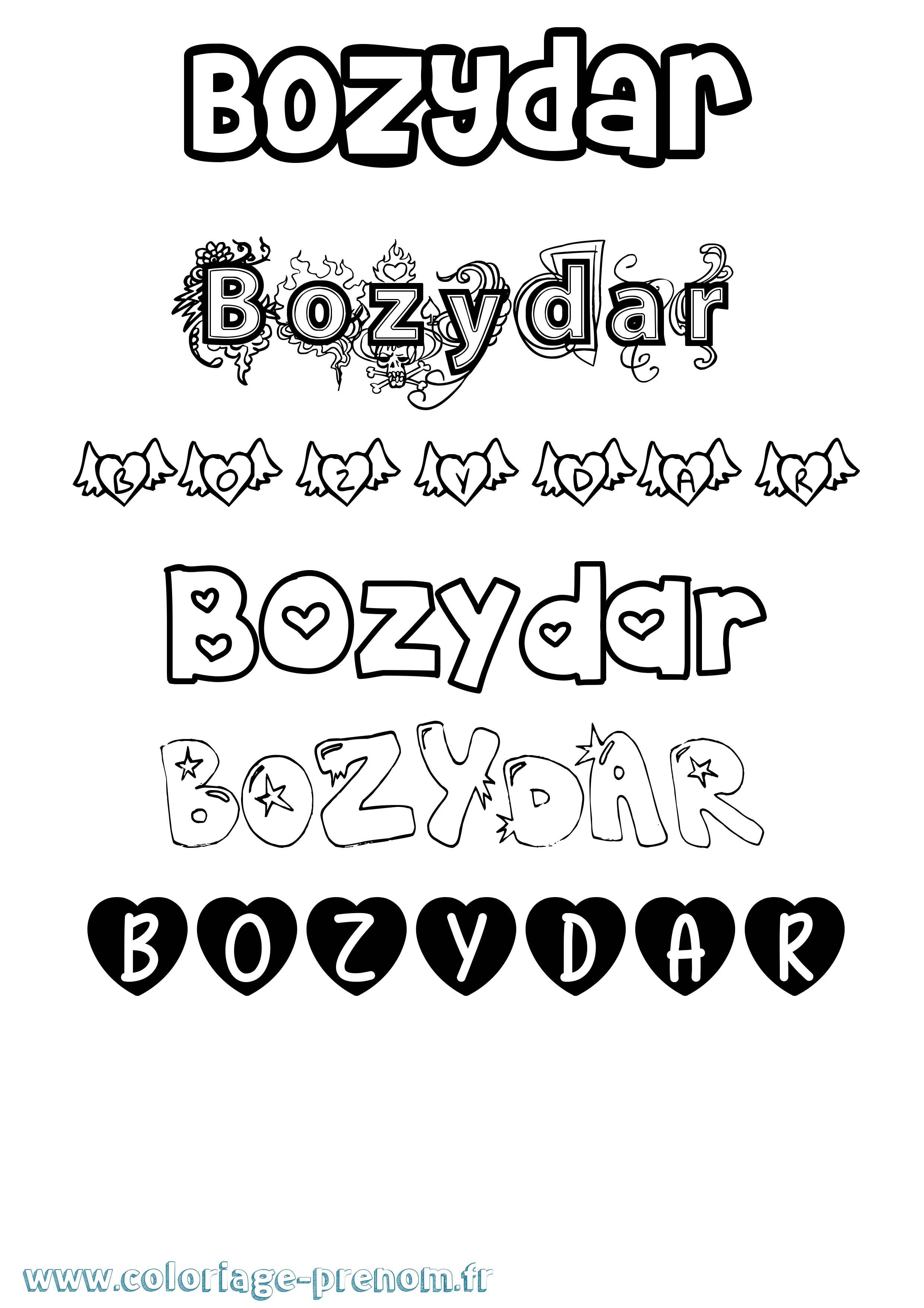 Coloriage prénom Bozydar Girly