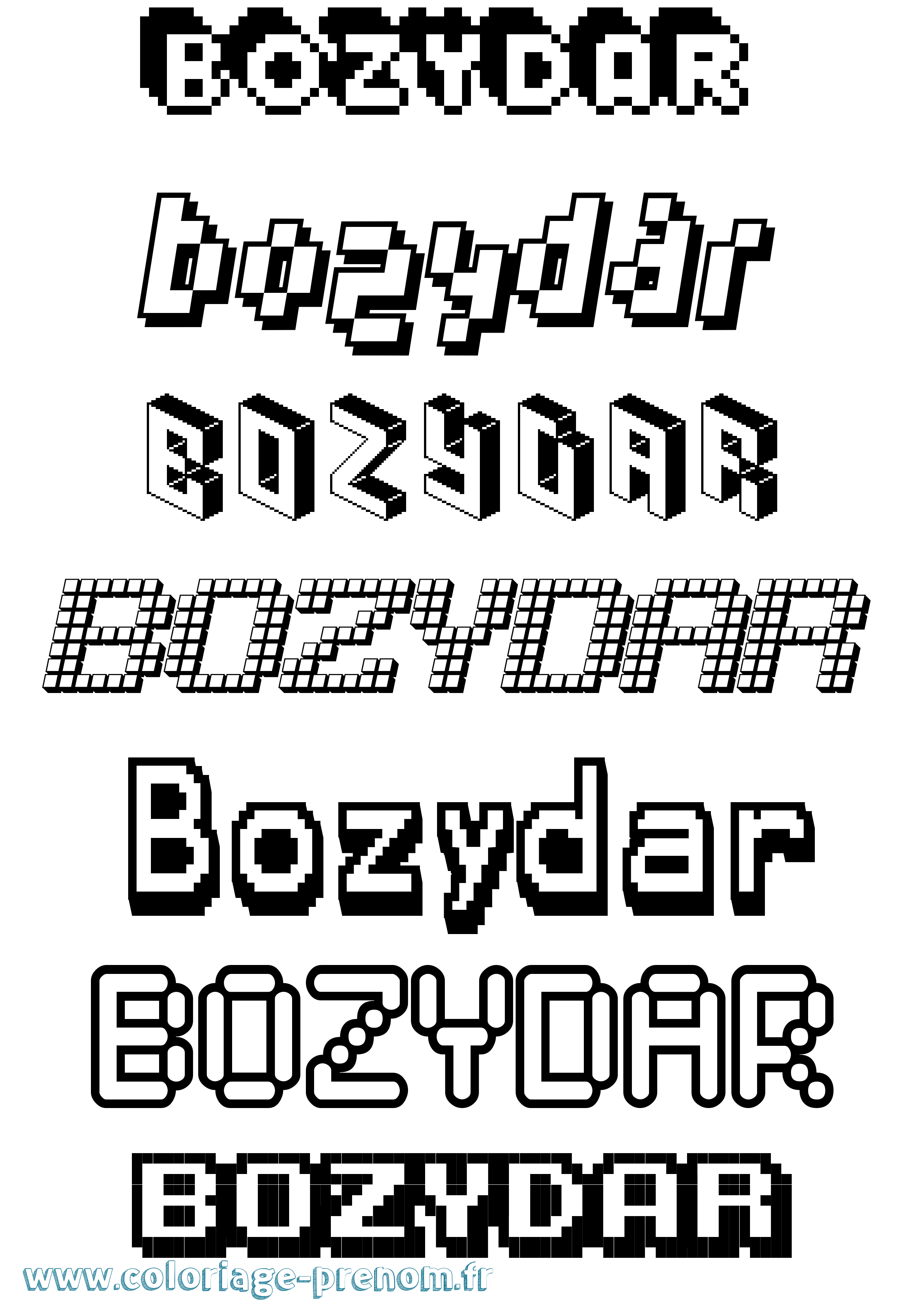 Coloriage prénom Bozydar Pixel
