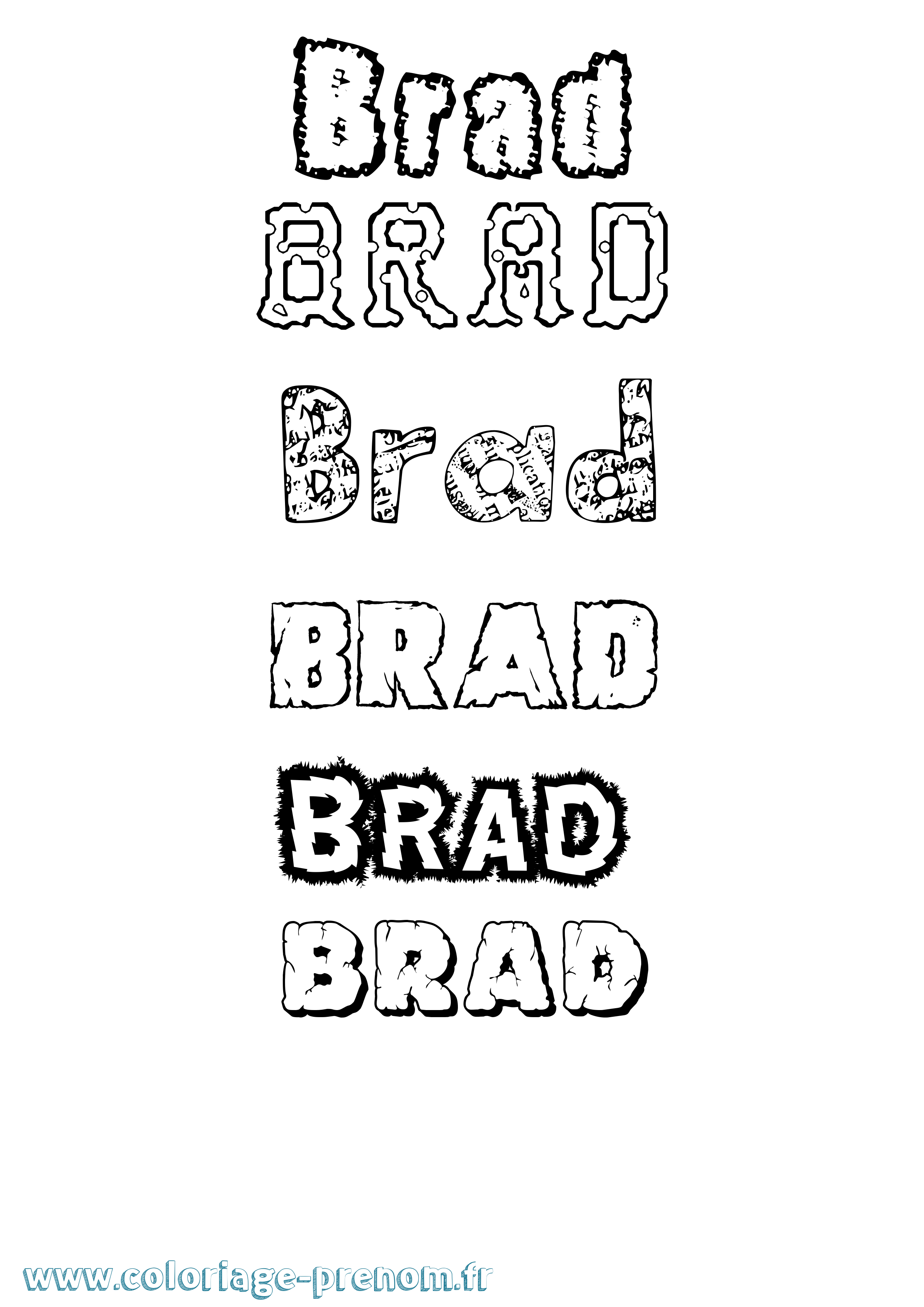 Coloriage prénom Brad Destructuré
