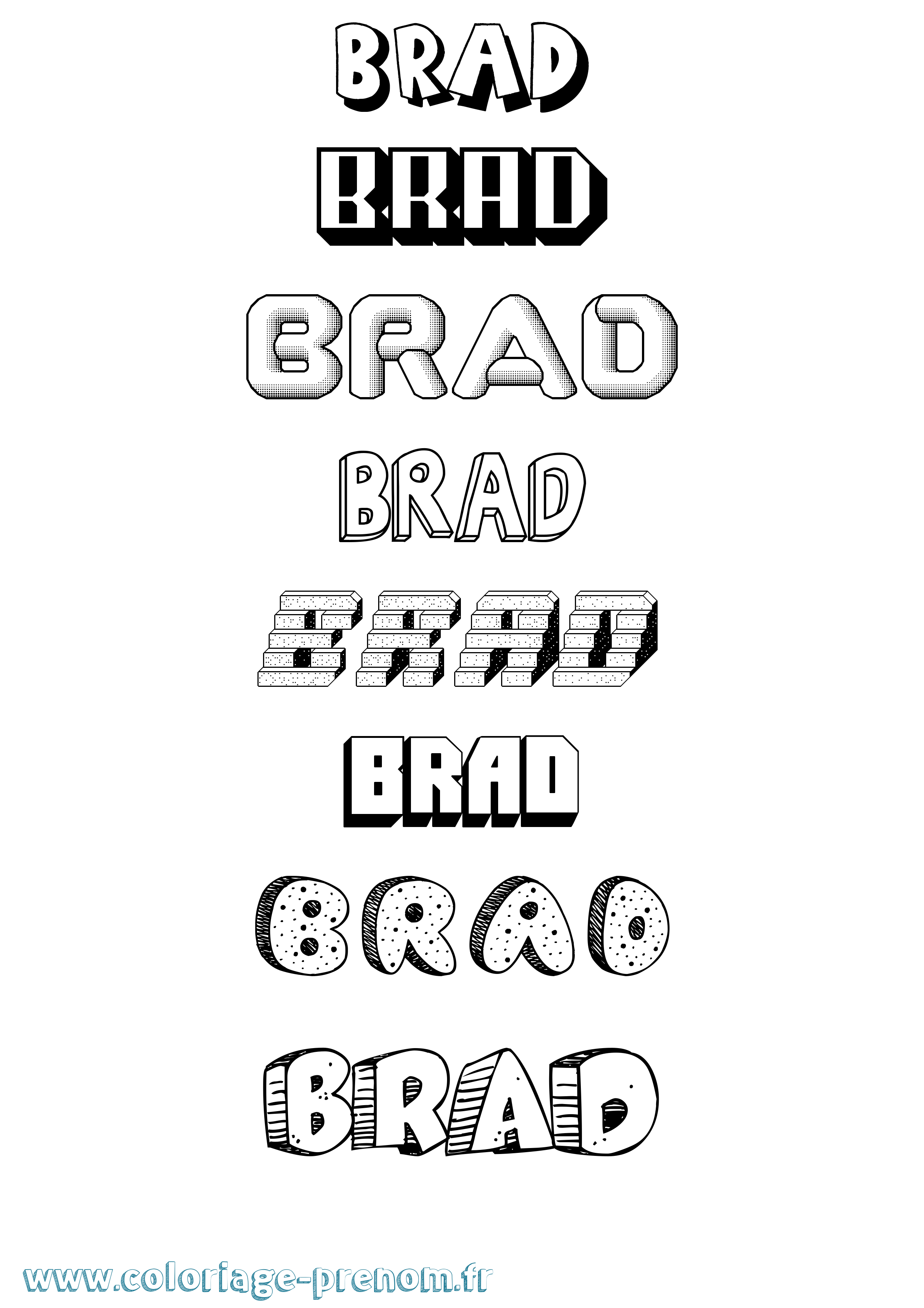 Coloriage prénom Brad Effet 3D