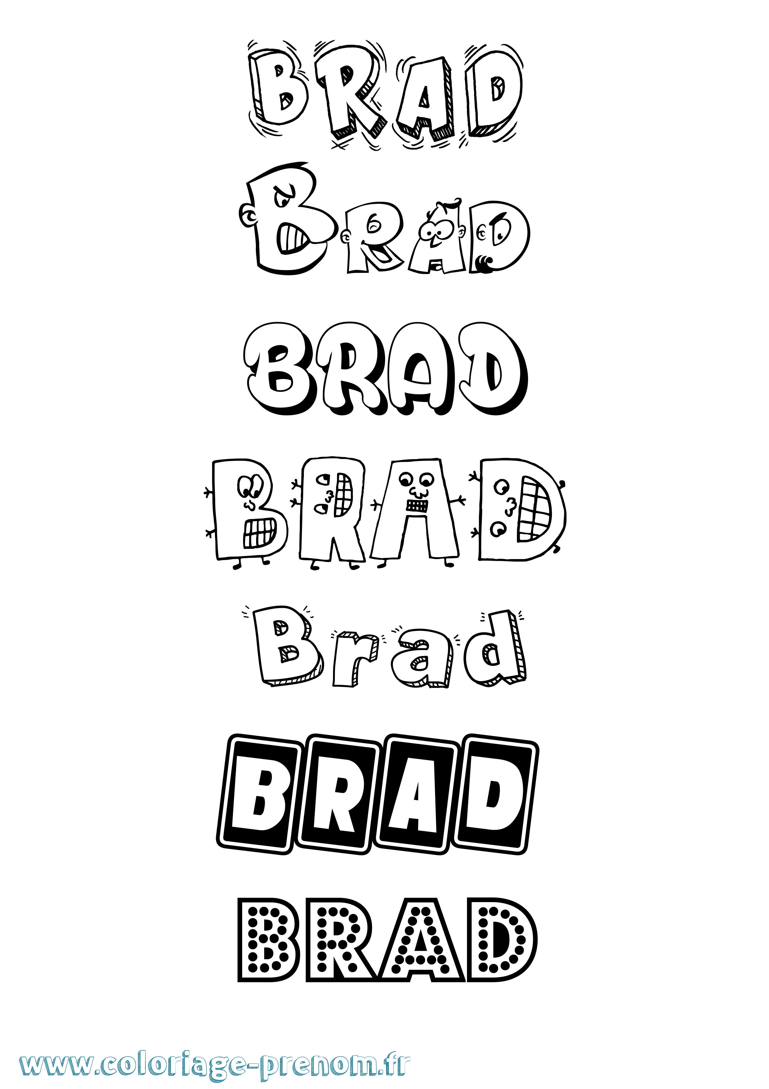 Coloriage prénom Brad Fun