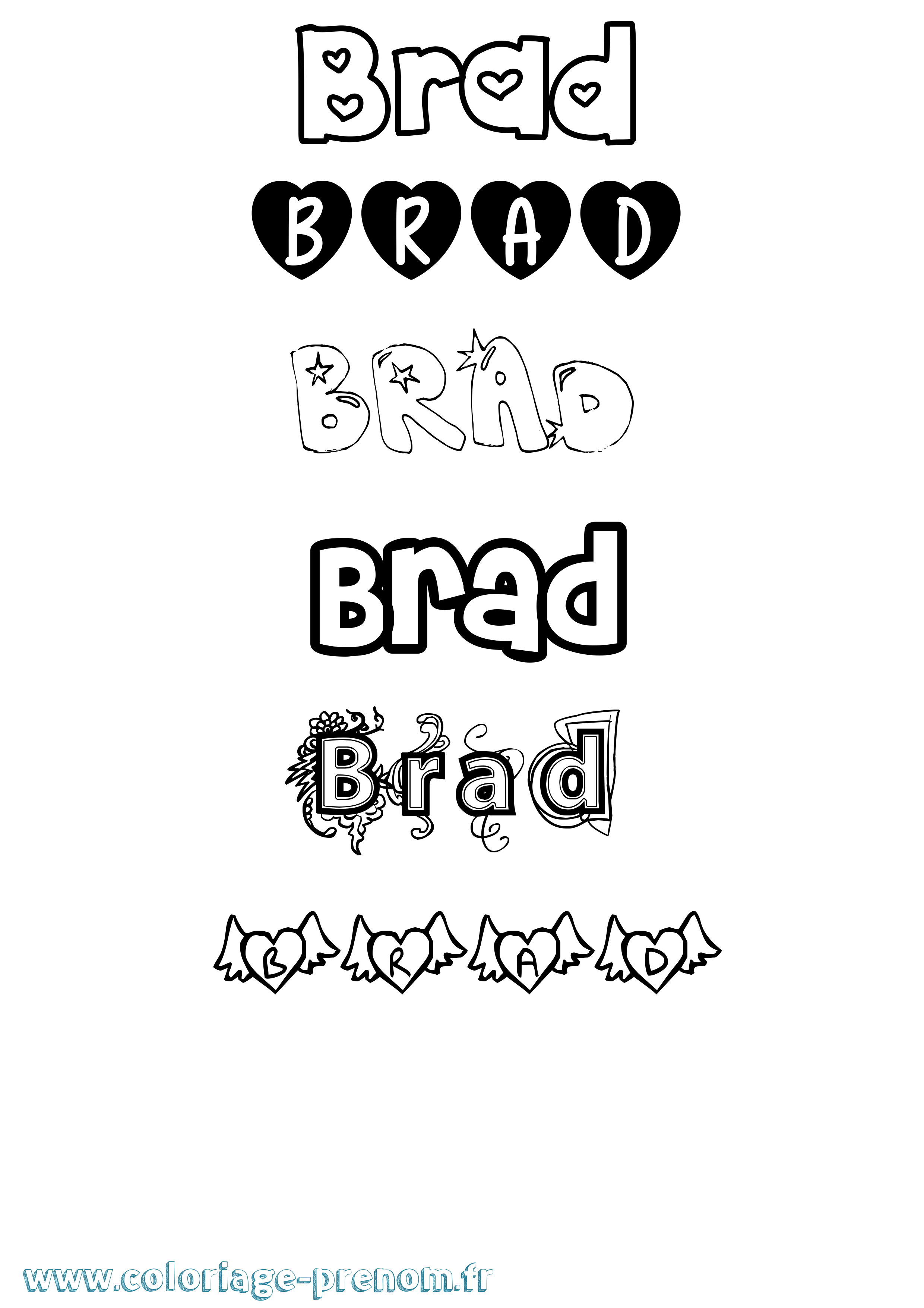 Coloriage prénom Brad Girly