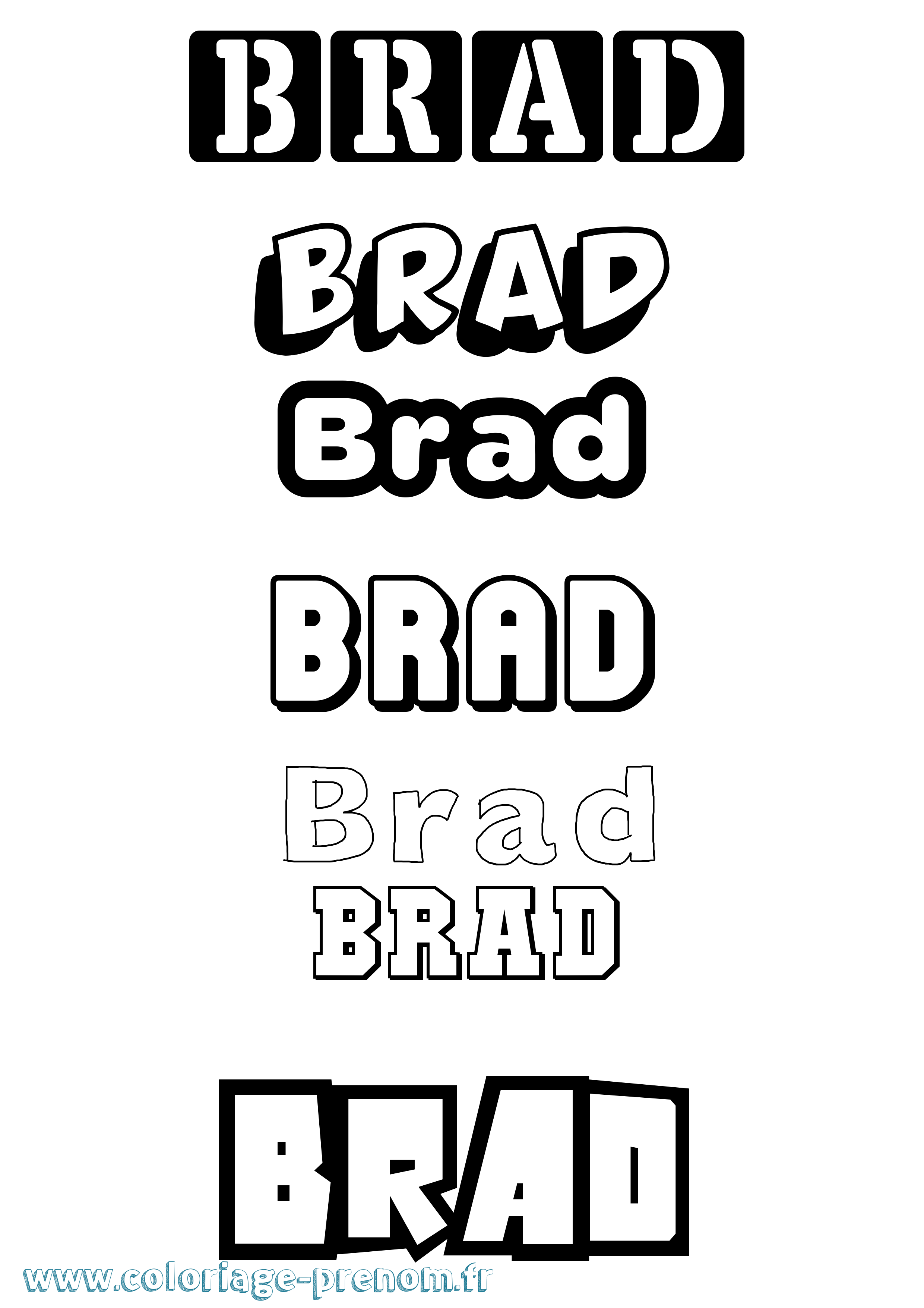 Coloriage prénom Brad Simple