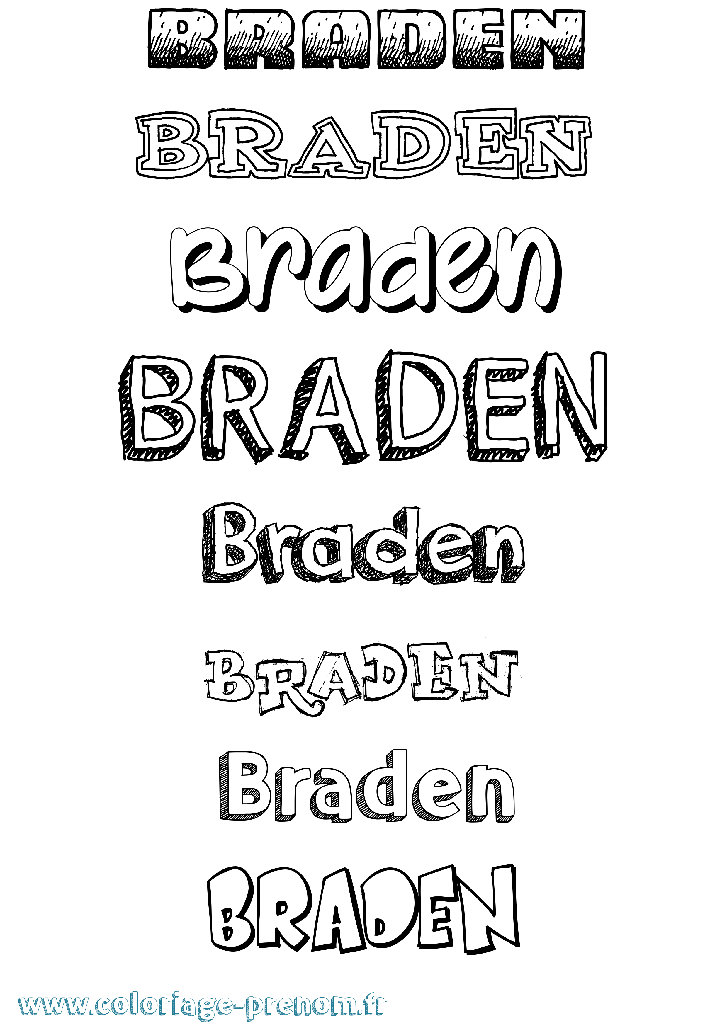 Coloriage Braden Dessiné Coloriage prénom Braden Dessiné