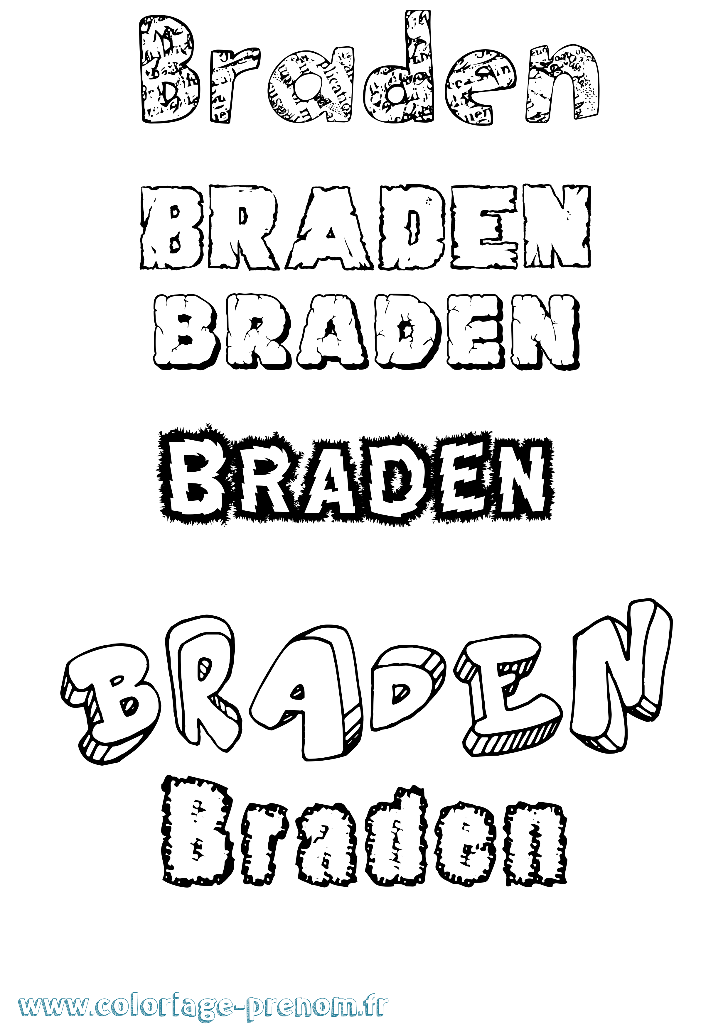 Coloriage Braden Destructuré Coloriage prénom Braden Destructuré