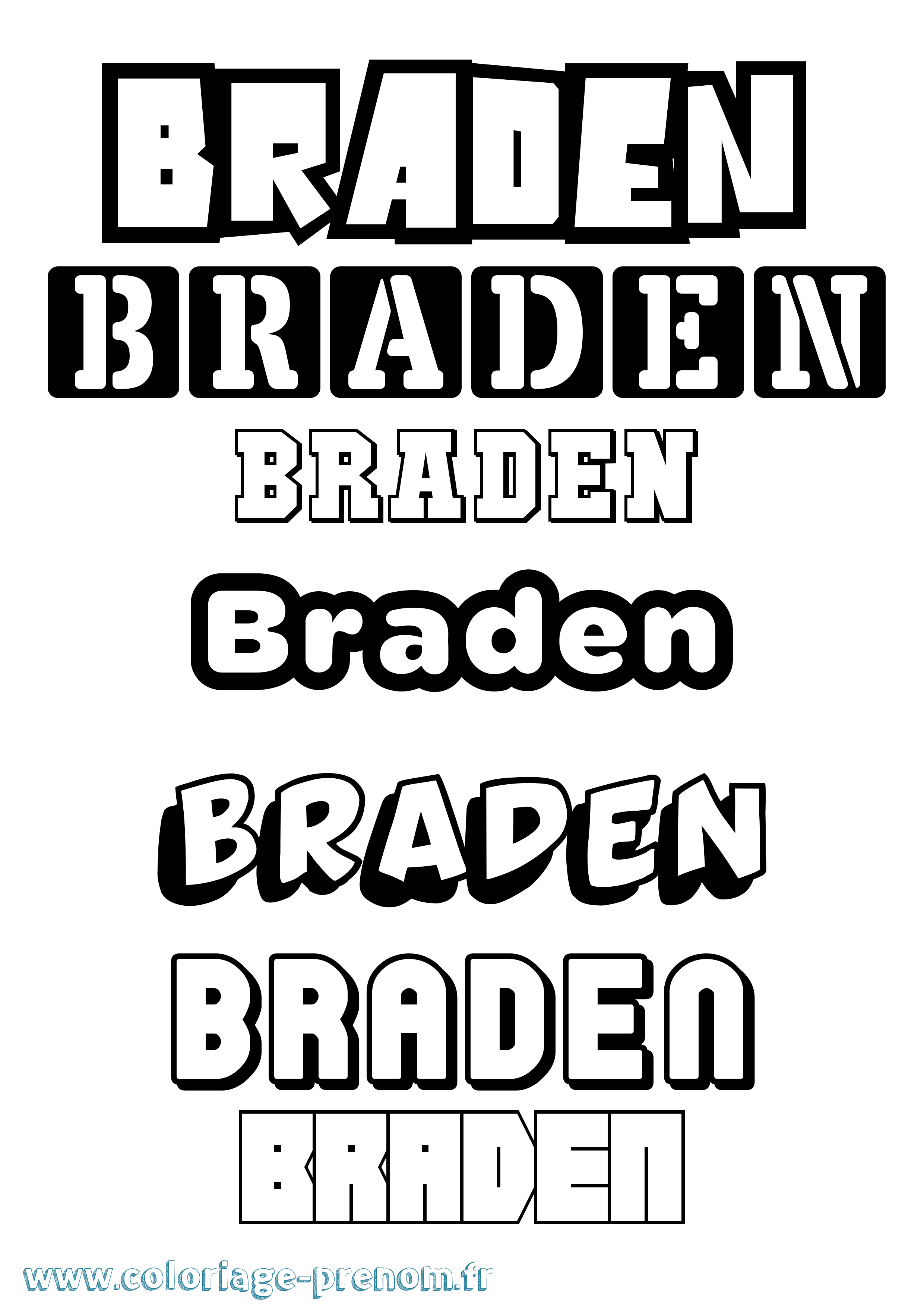 Coloriage Braden Simple Coloriage prénom Braden Simple