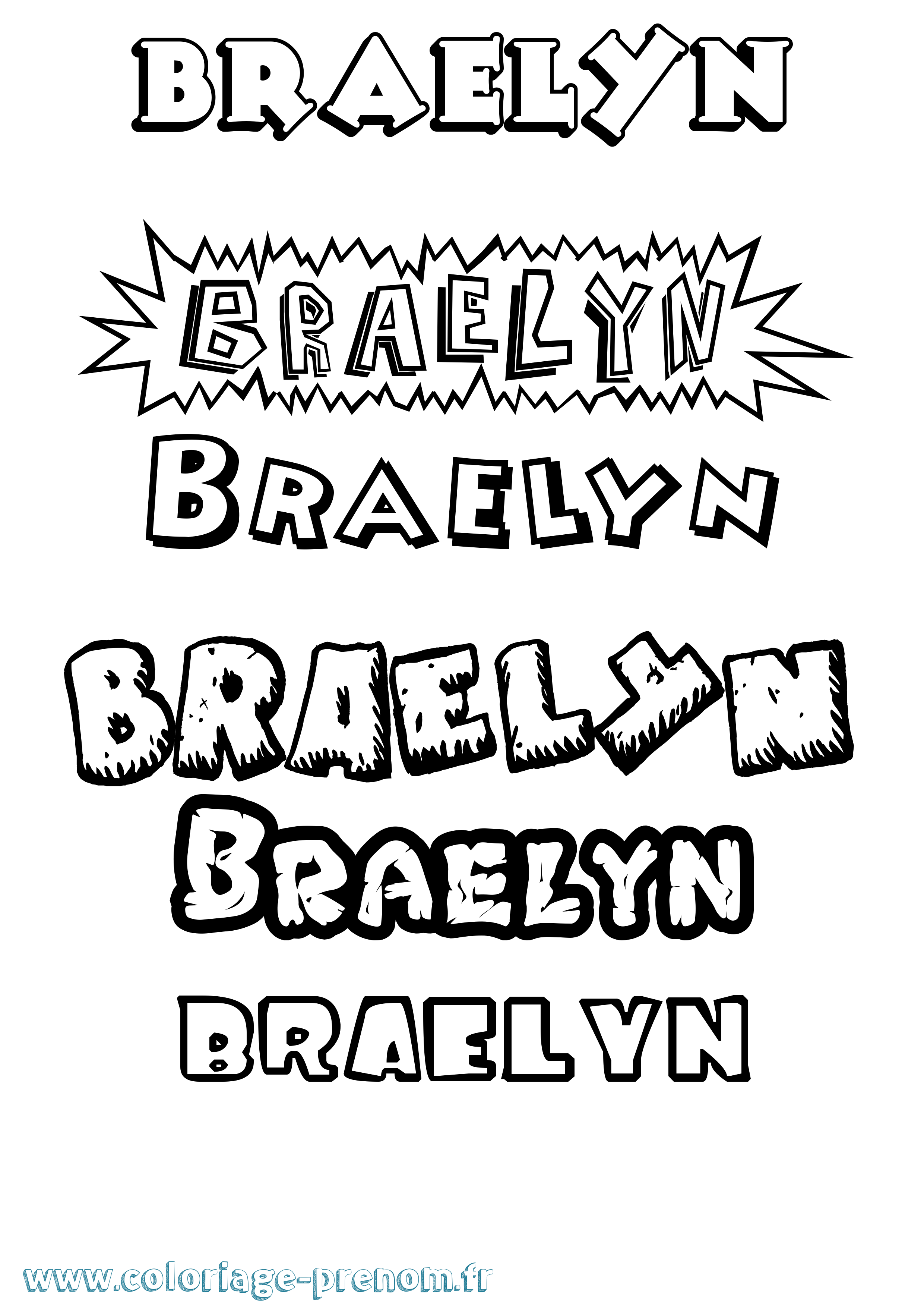 Coloriage Braelyn Dessin Animé Coloriage prénom Braelyn Dessin Animé