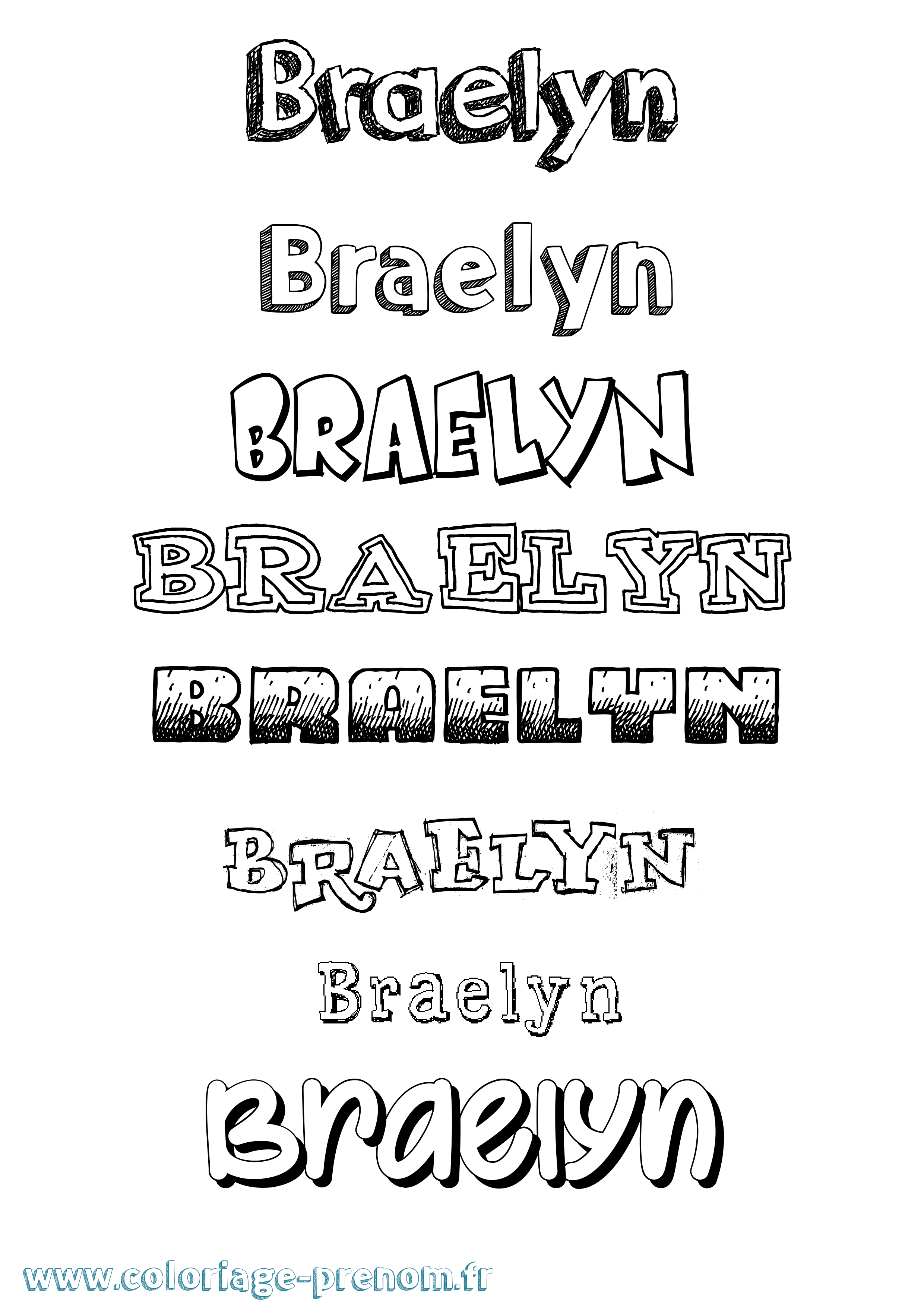 Coloriage Braelyn Dessiné Coloriage prénom Braelyn Dessiné