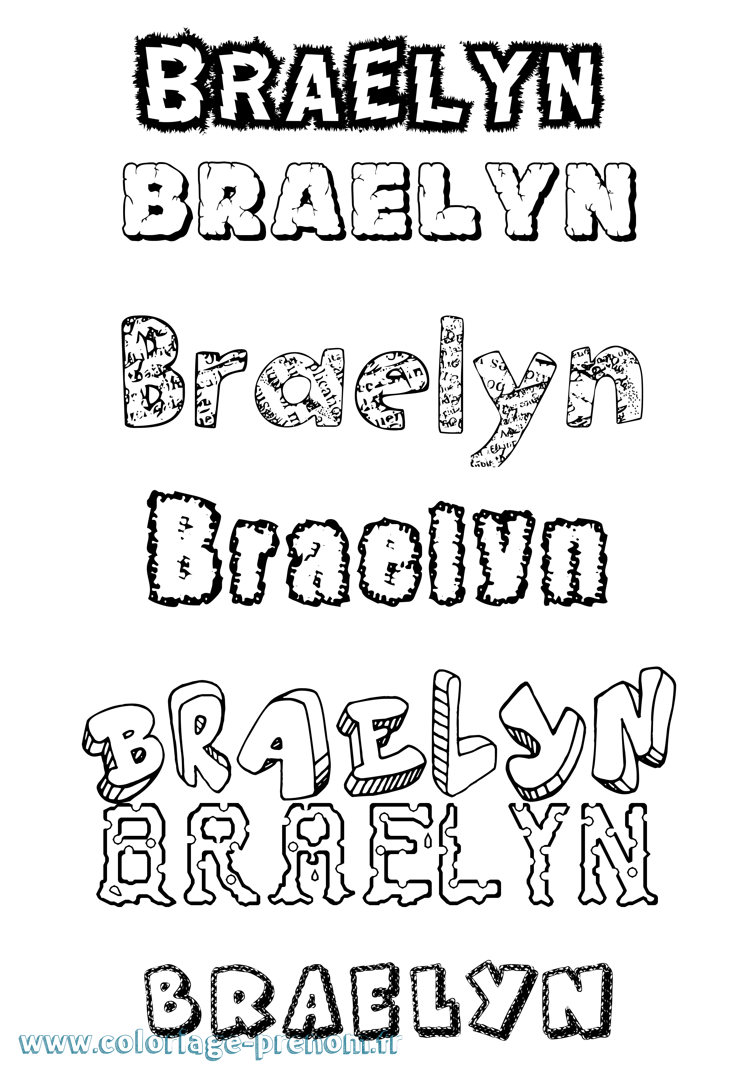 Coloriage Braelyn Destructuré Coloriage prénom Braelyn Destructuré