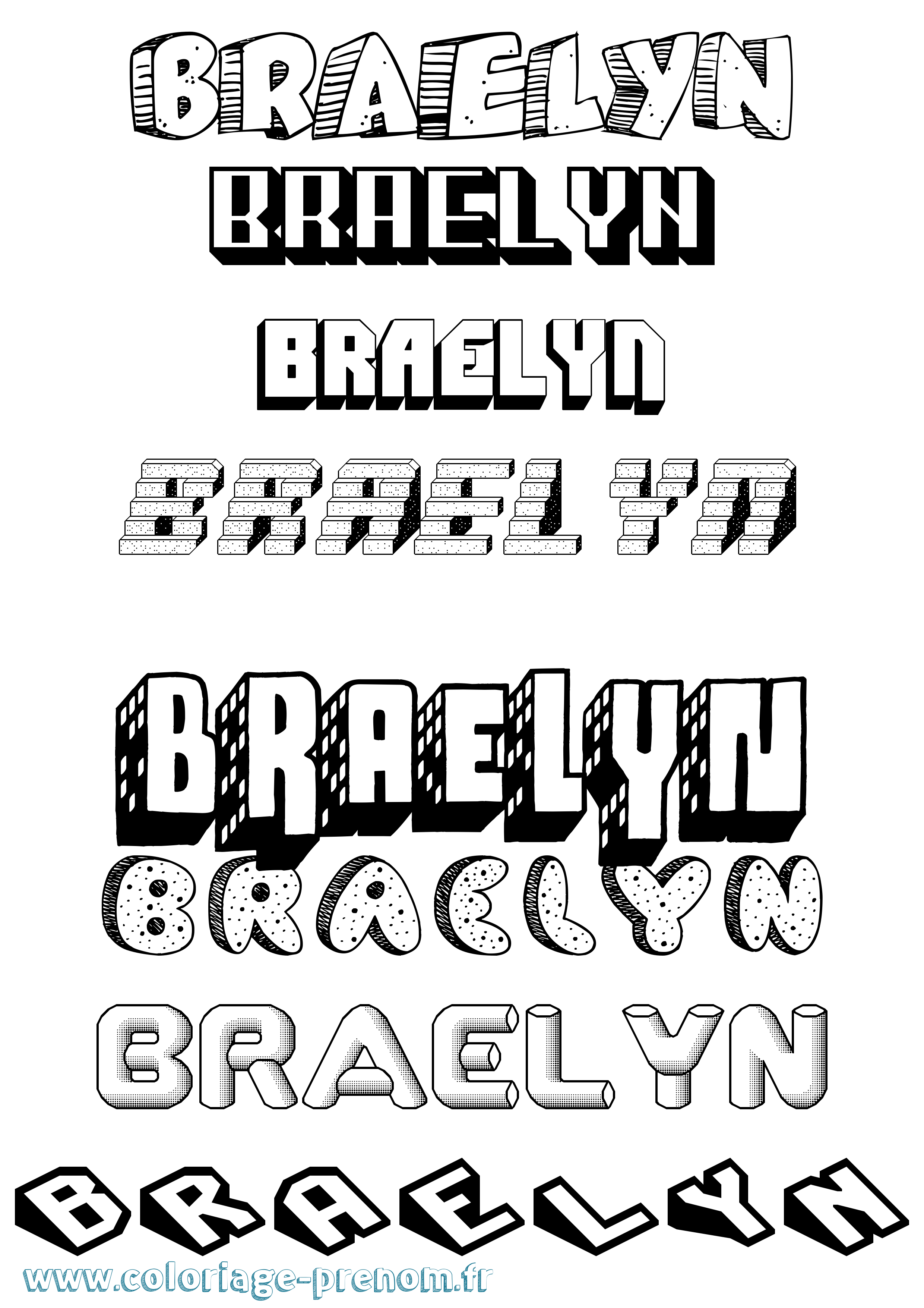Coloriage Braelyn Effet 3D Coloriage prénom Braelyn Effet 3D