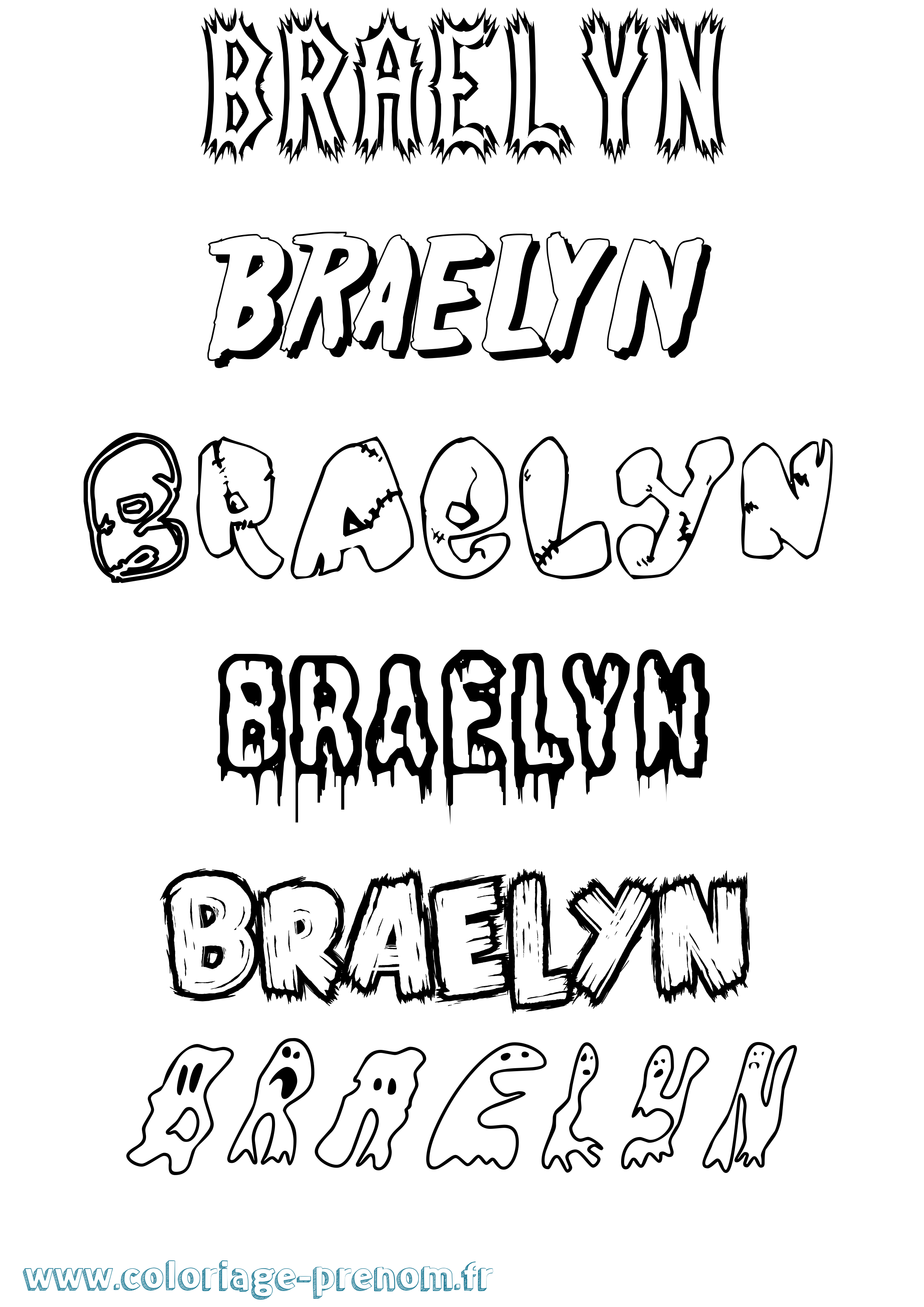 Coloriage Braelyn Frisson Coloriage prénom Braelyn Frisson