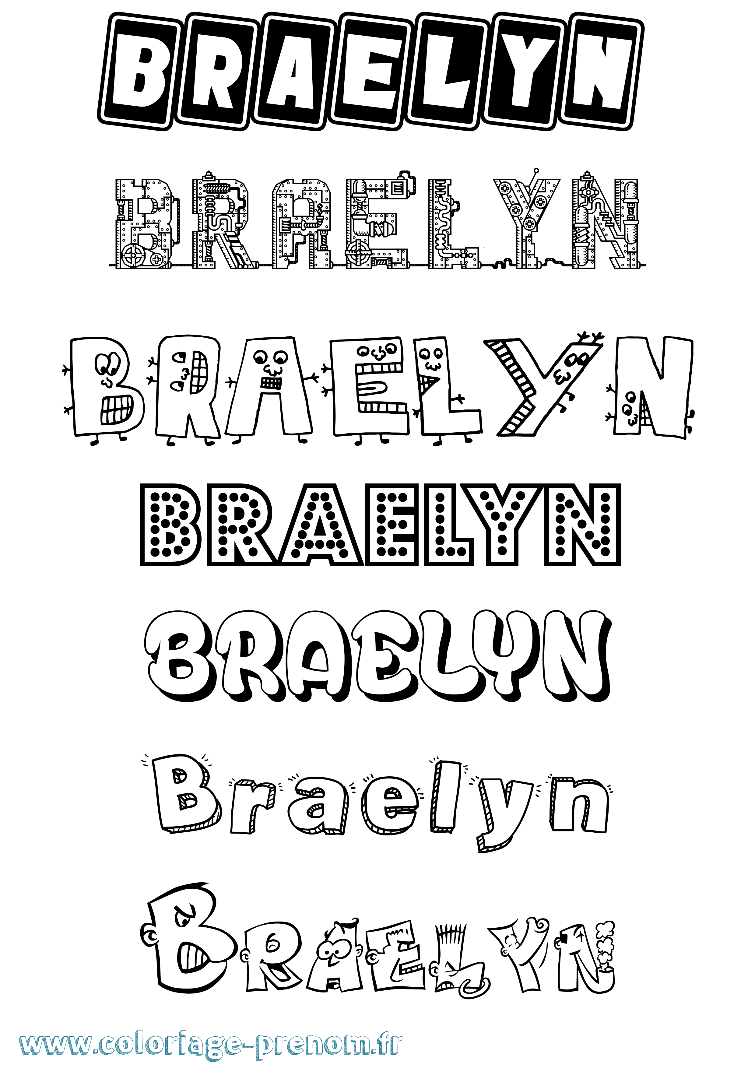 Coloriage Braelyn Fun Coloriage prénom Braelyn Fun