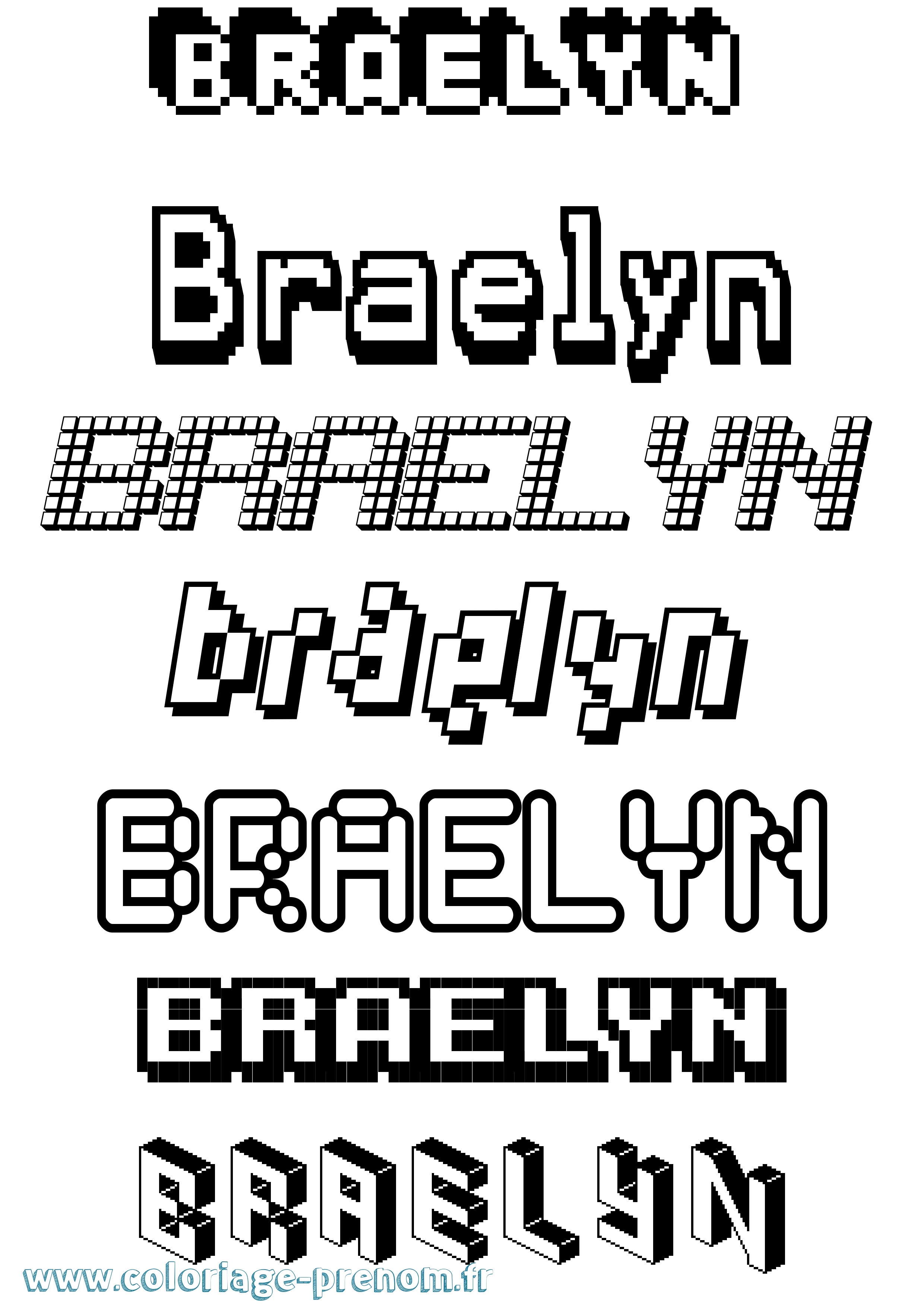 Coloriage Braelyn Pixel Coloriage prénom Braelyn Pixel
