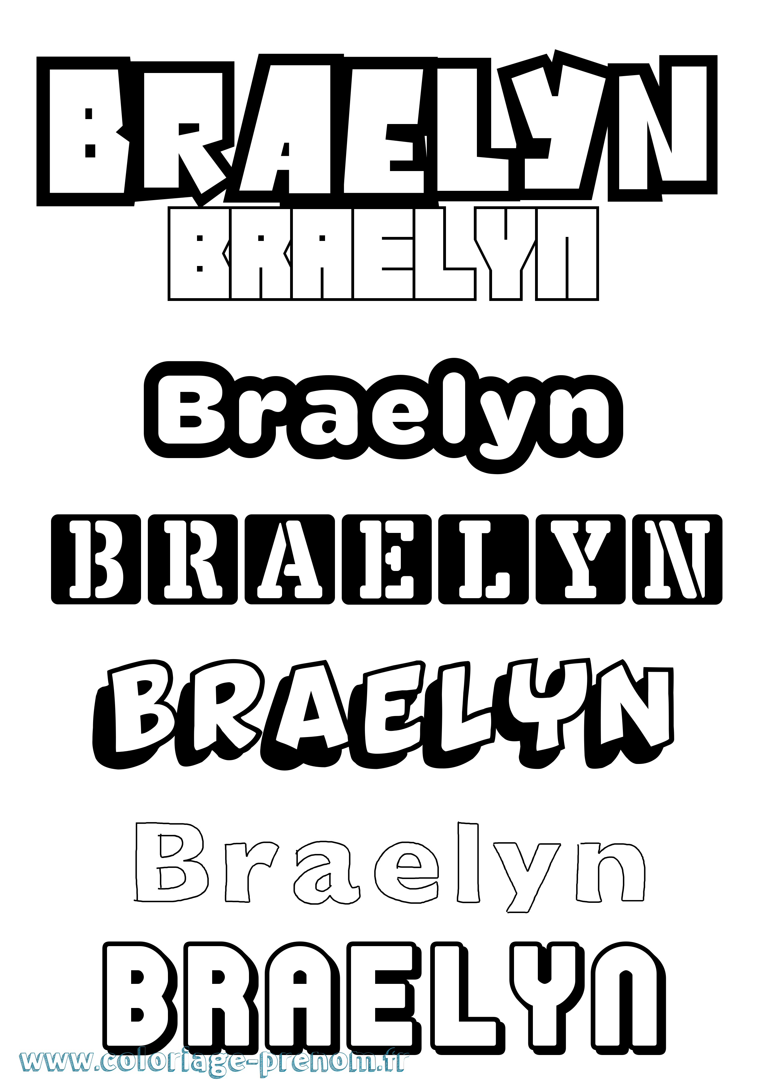 Coloriage Braelyn Simple Coloriage prénom Braelyn Simple