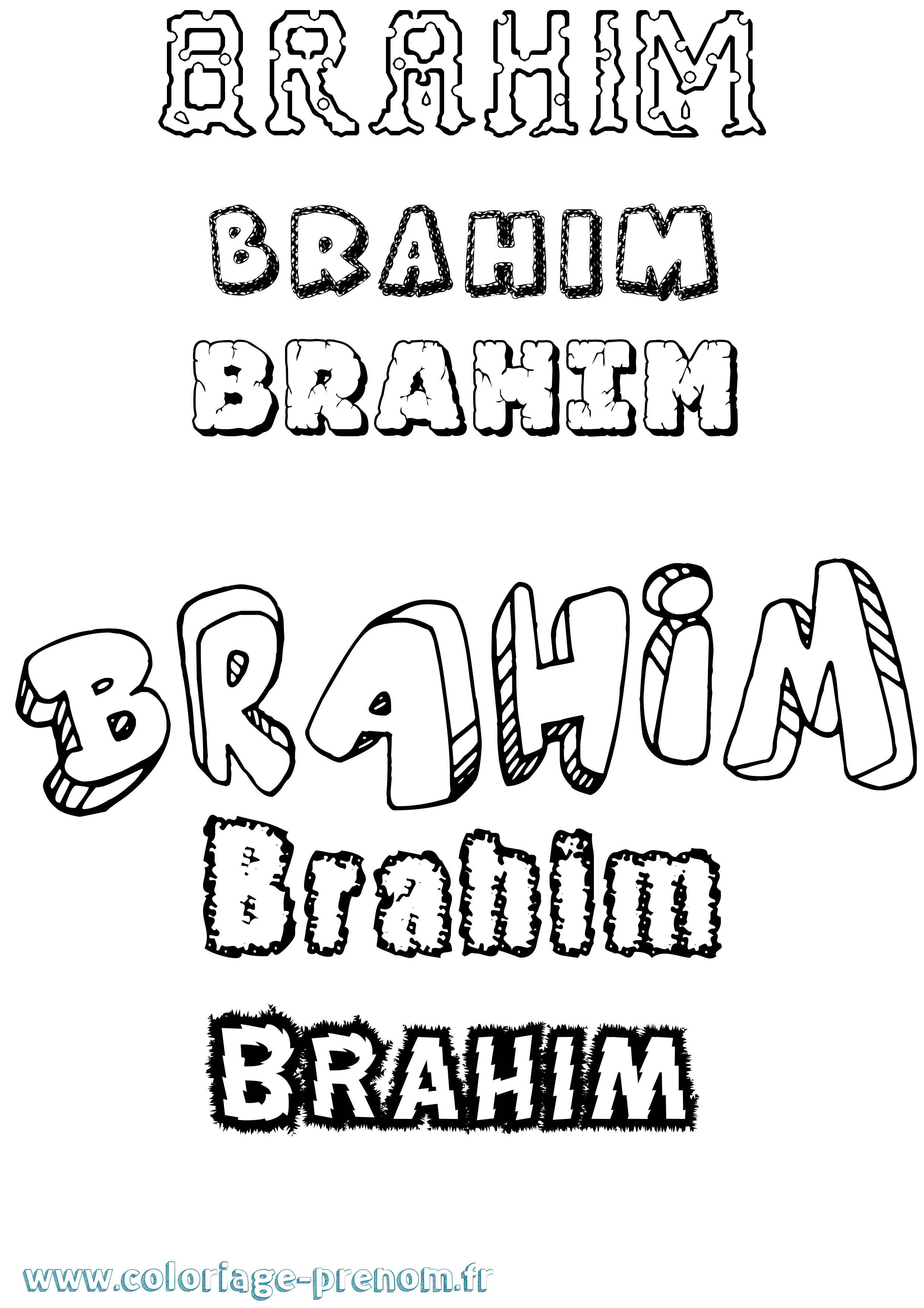 Coloriage prénom Brahim Destructuré