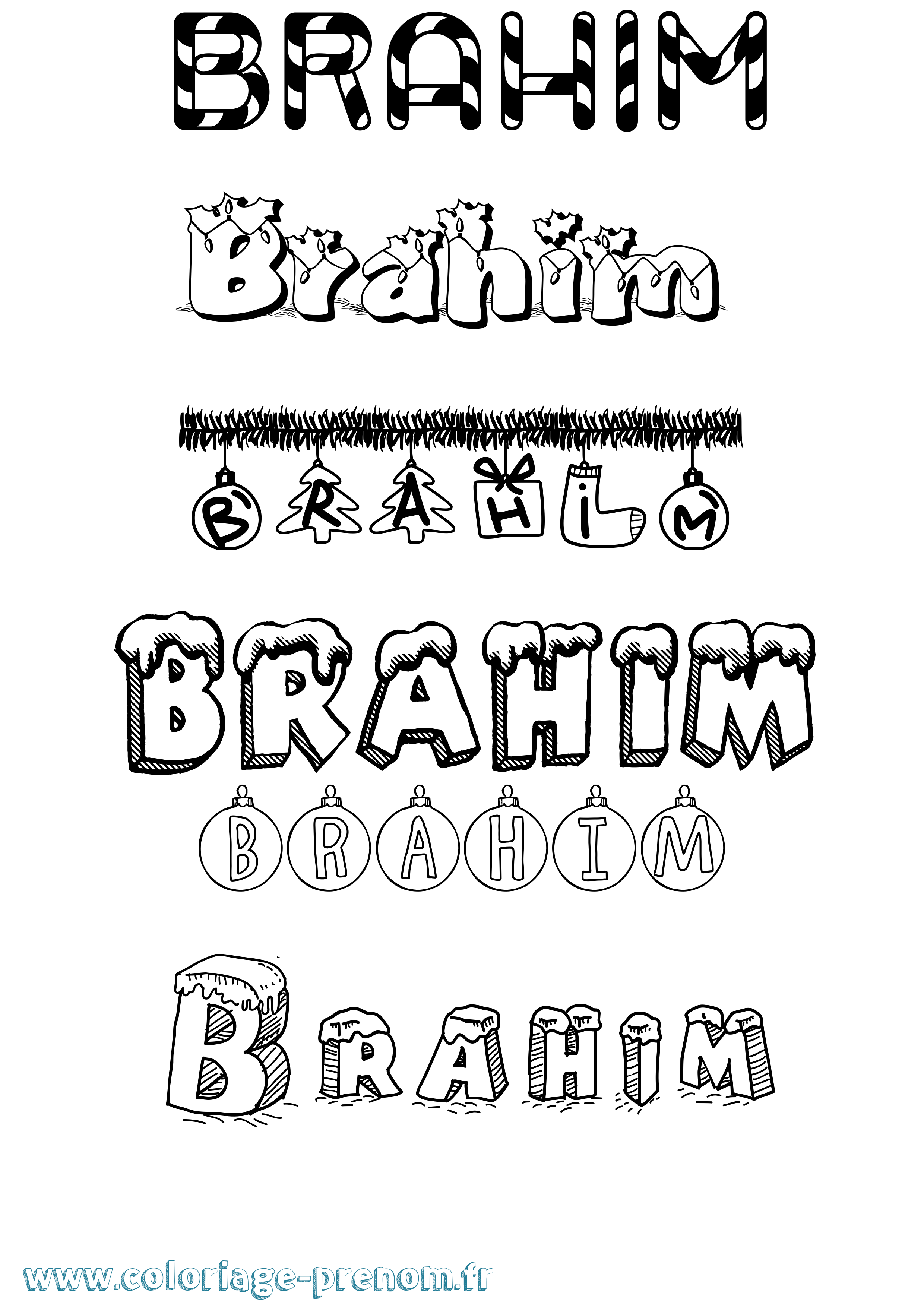 Coloriage prénom Brahim Noël