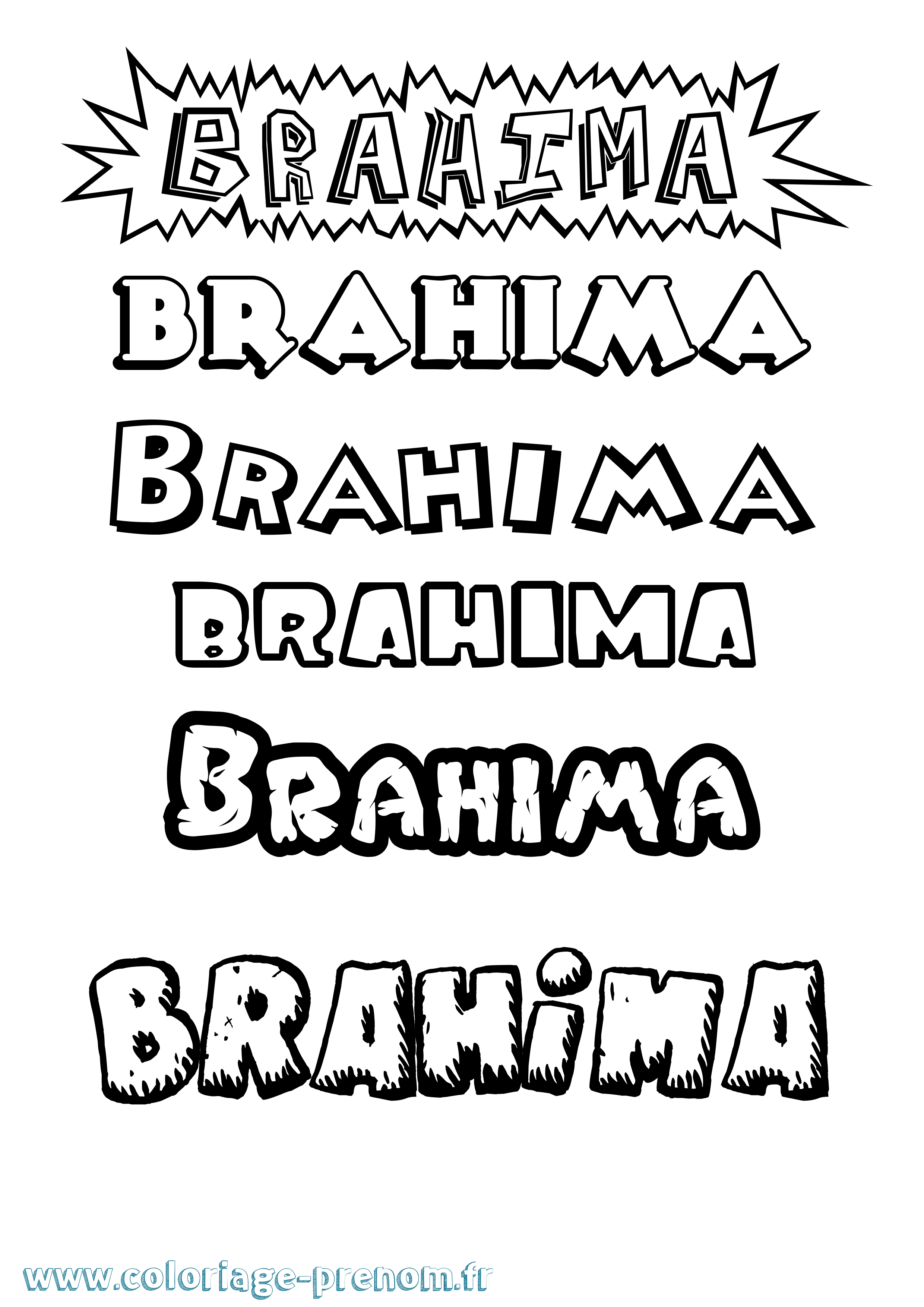 Coloriage prénom Brahima Dessin Animé
