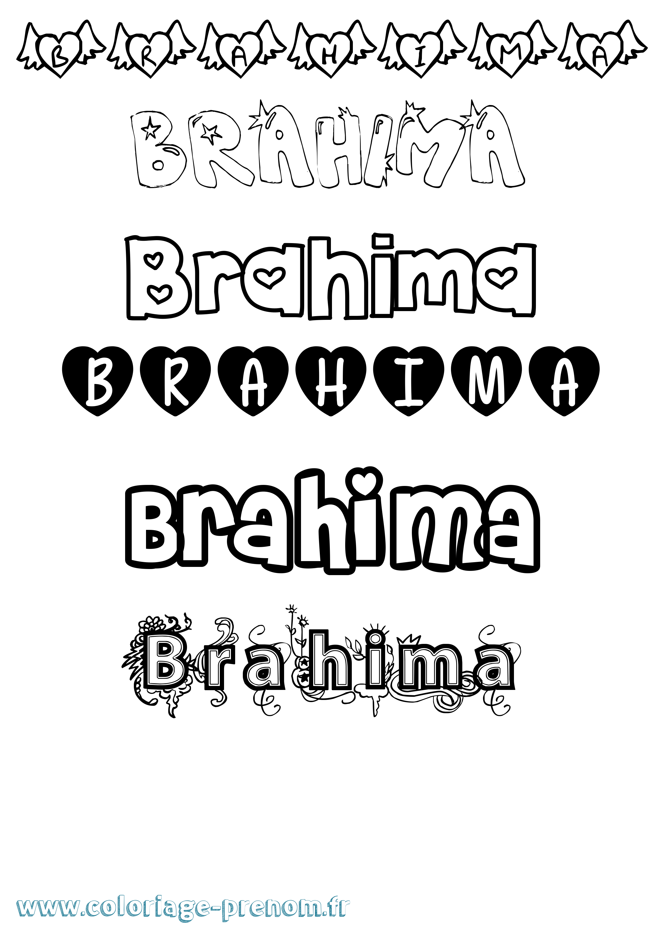 Coloriage prénom Brahima Girly