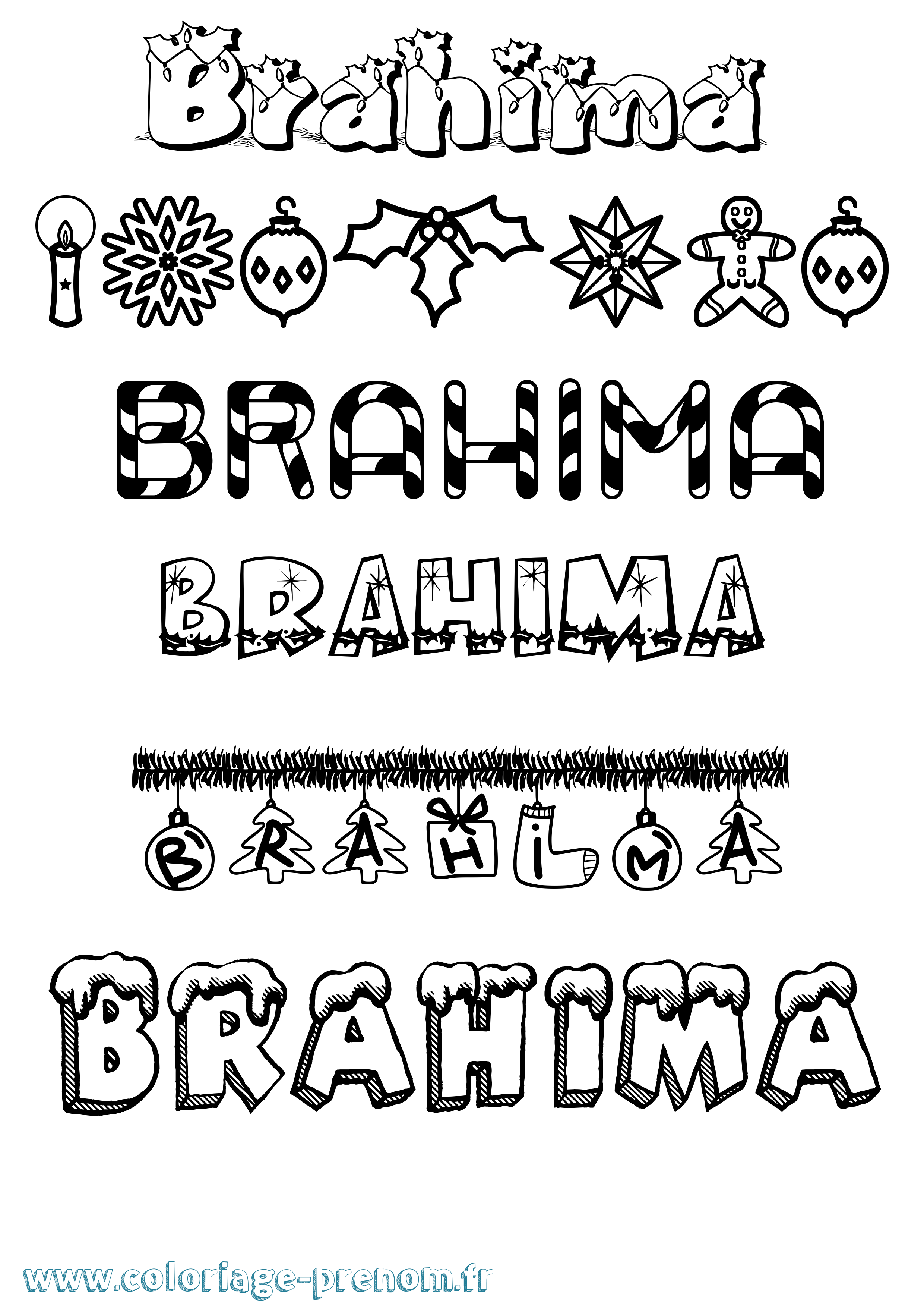 Coloriage prénom Brahima Noël