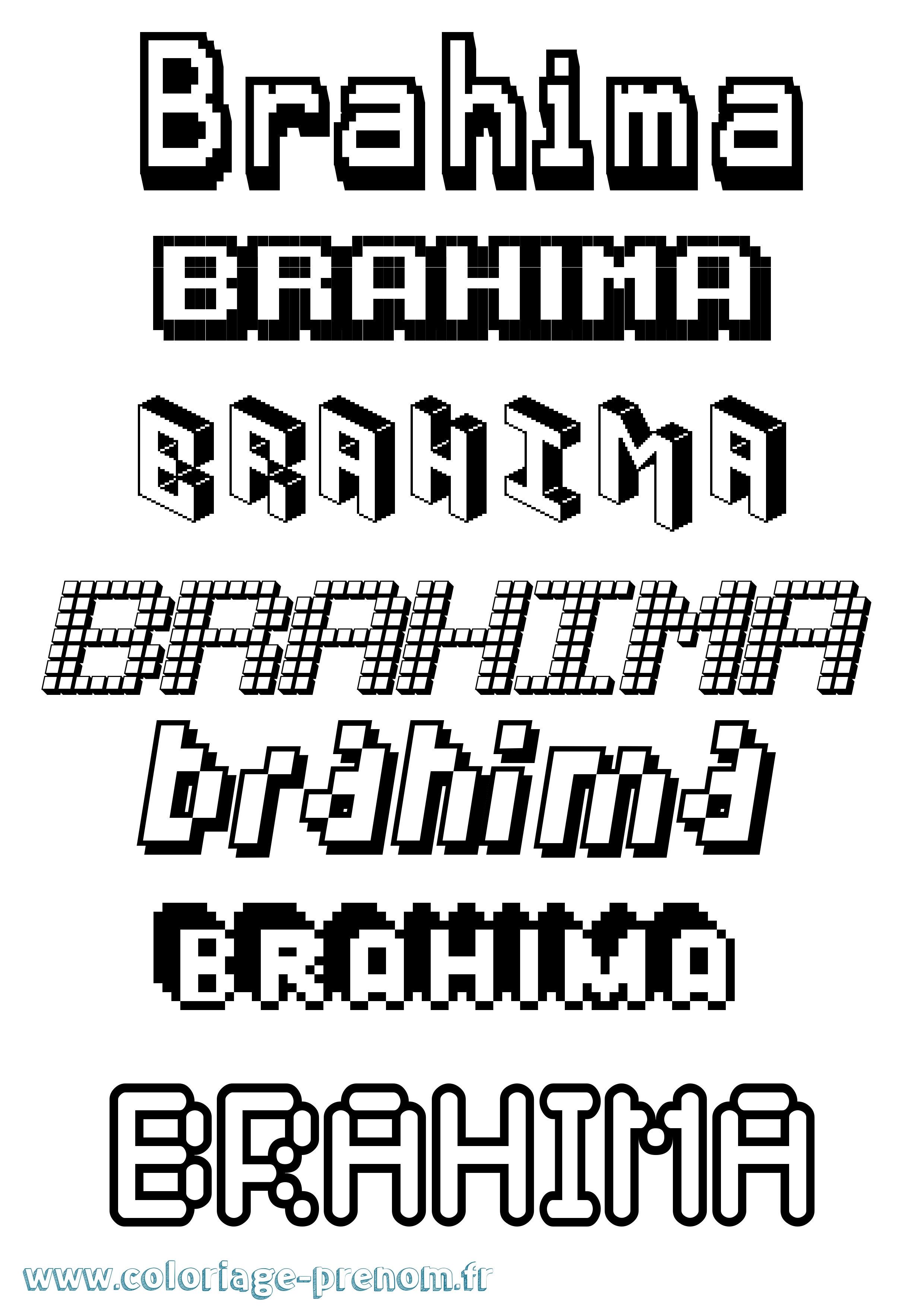 Coloriage prénom Brahima Pixel