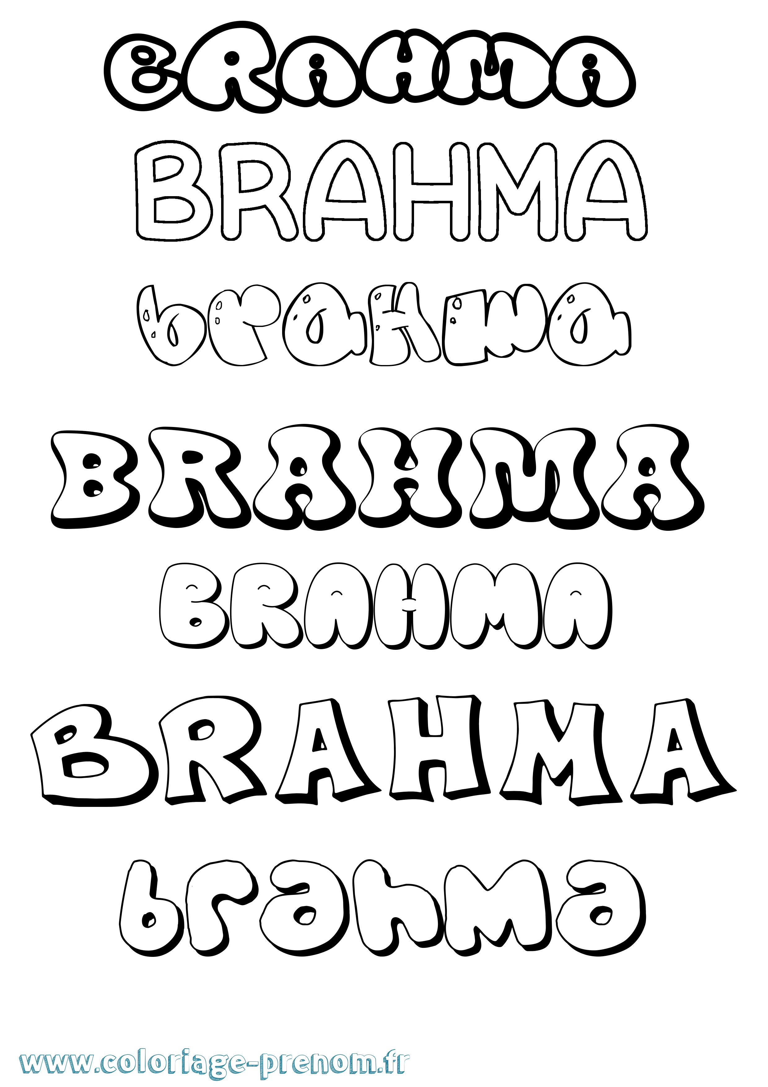 Coloriage prénom Brahma Bubble