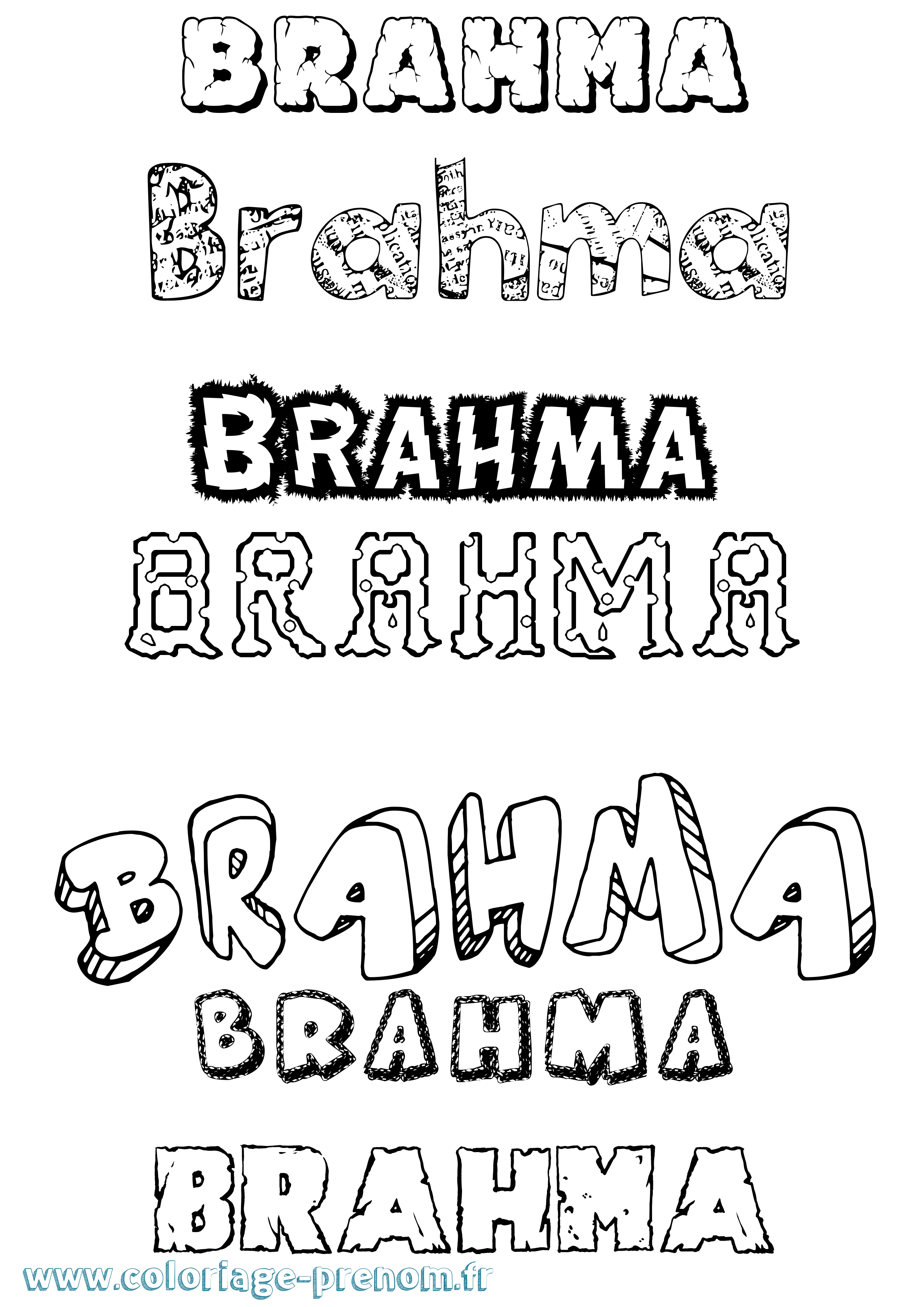 Coloriage prénom Brahma Destructuré