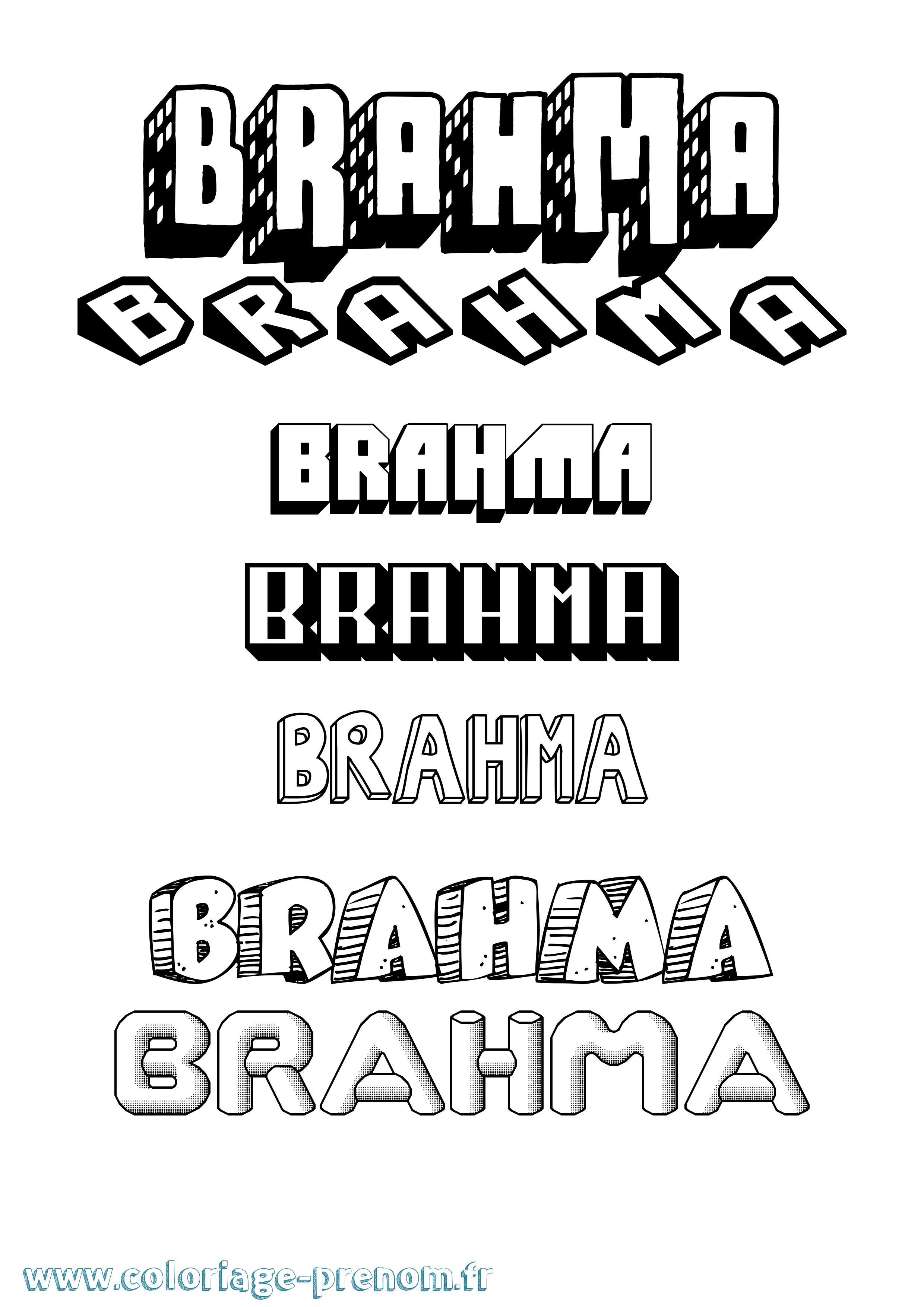Coloriage prénom Brahma Effet 3D