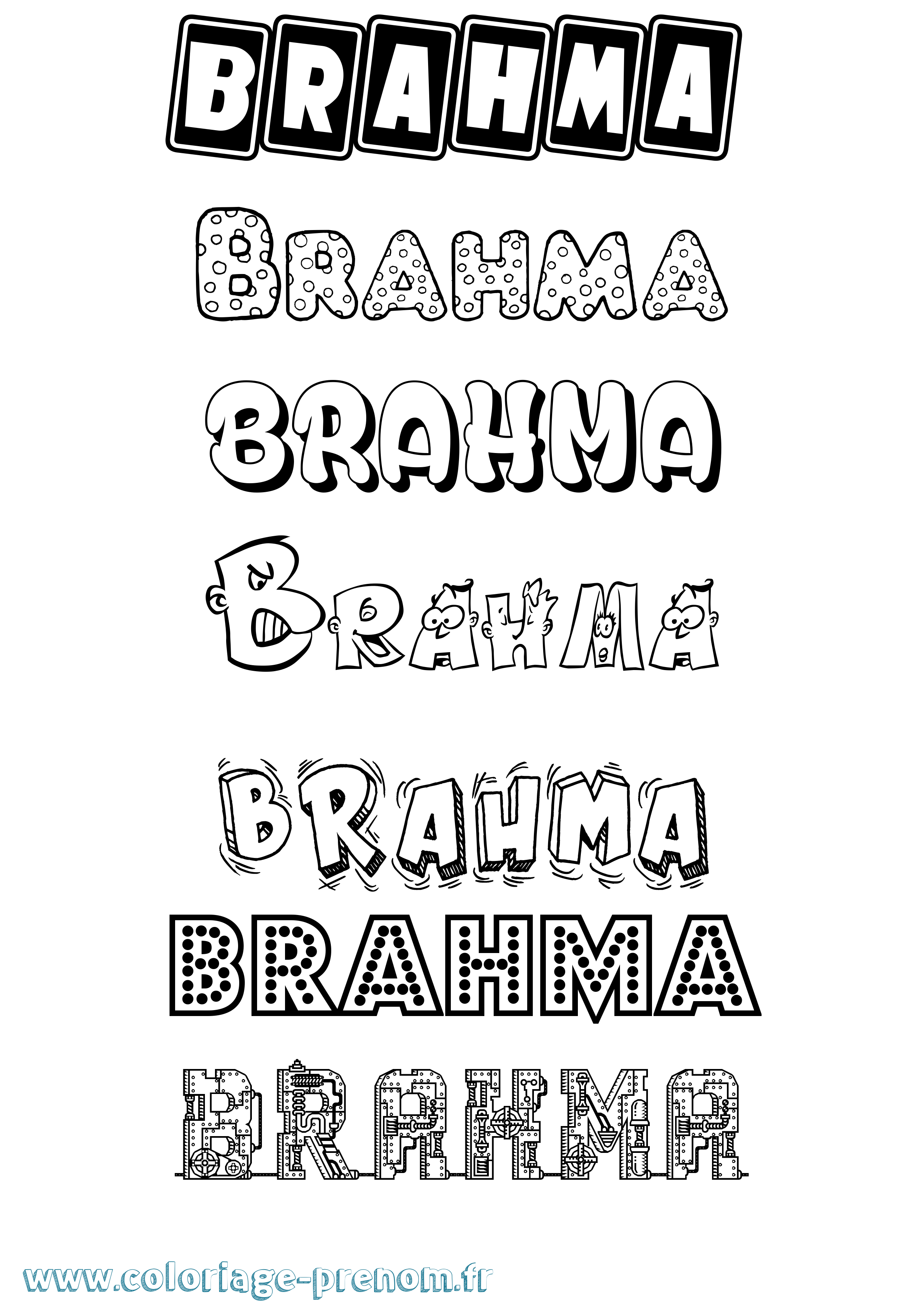 Coloriage prénom Brahma Fun