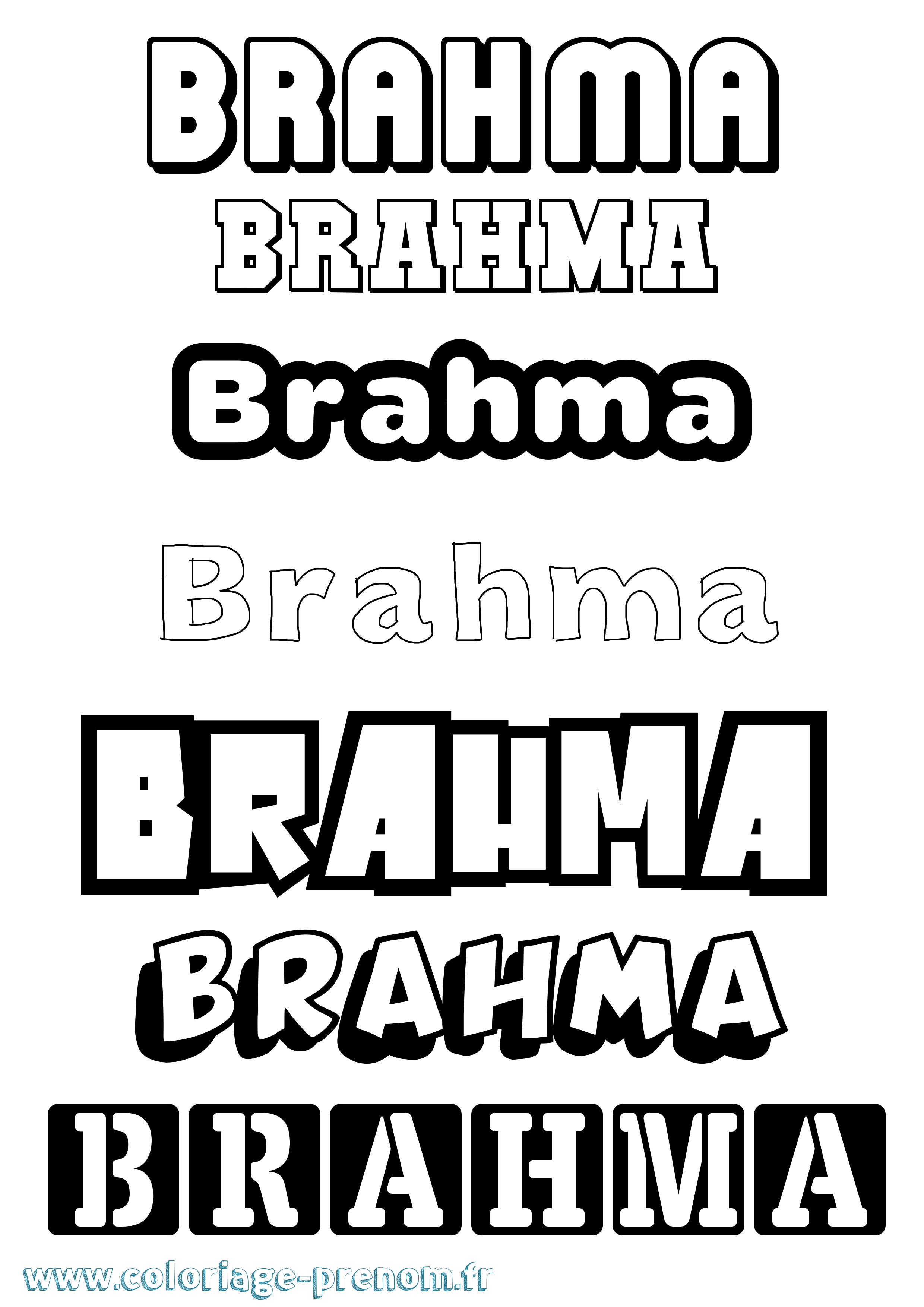 Coloriage prénom Brahma Simple