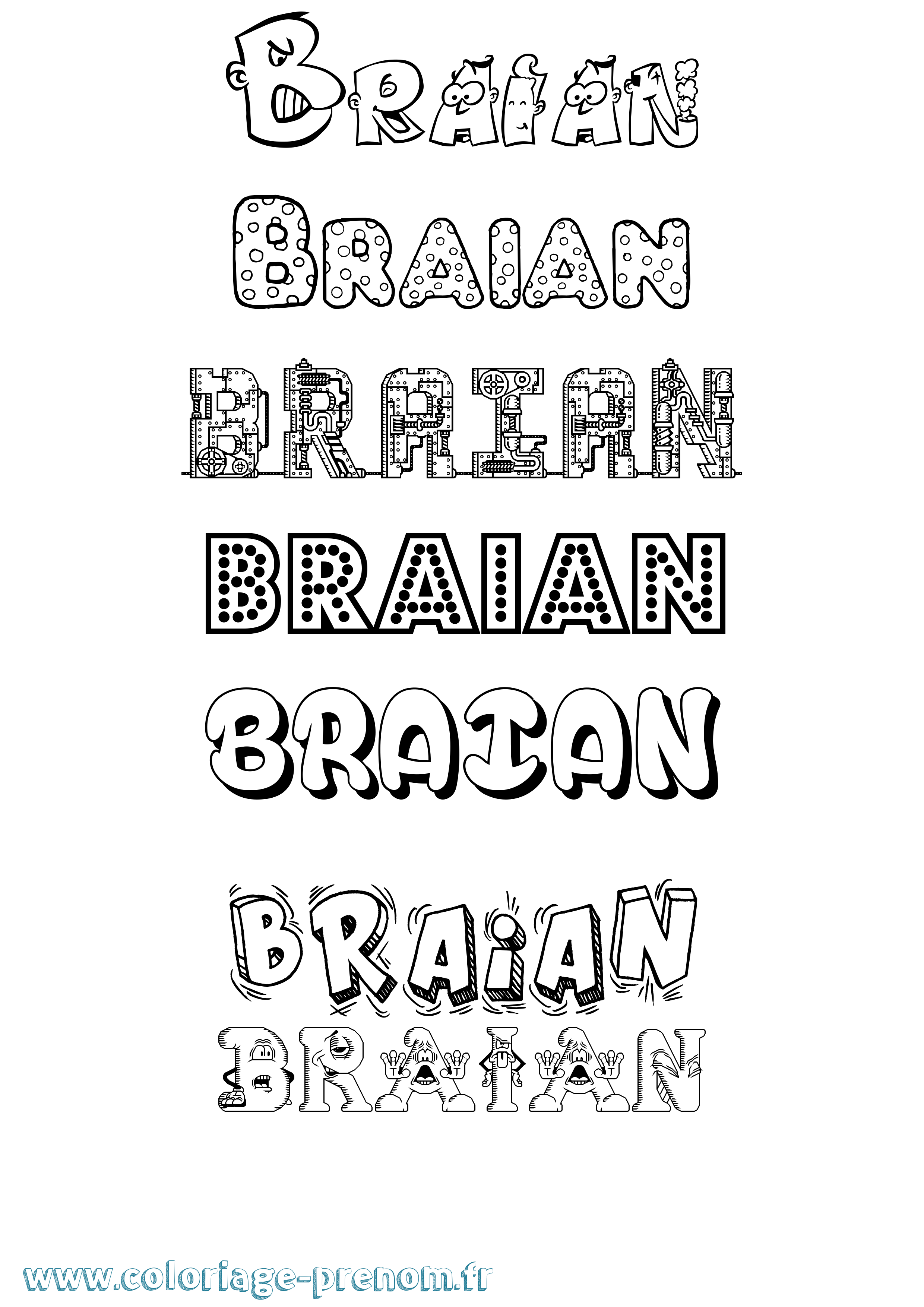Coloriage prénom Braian Fun
