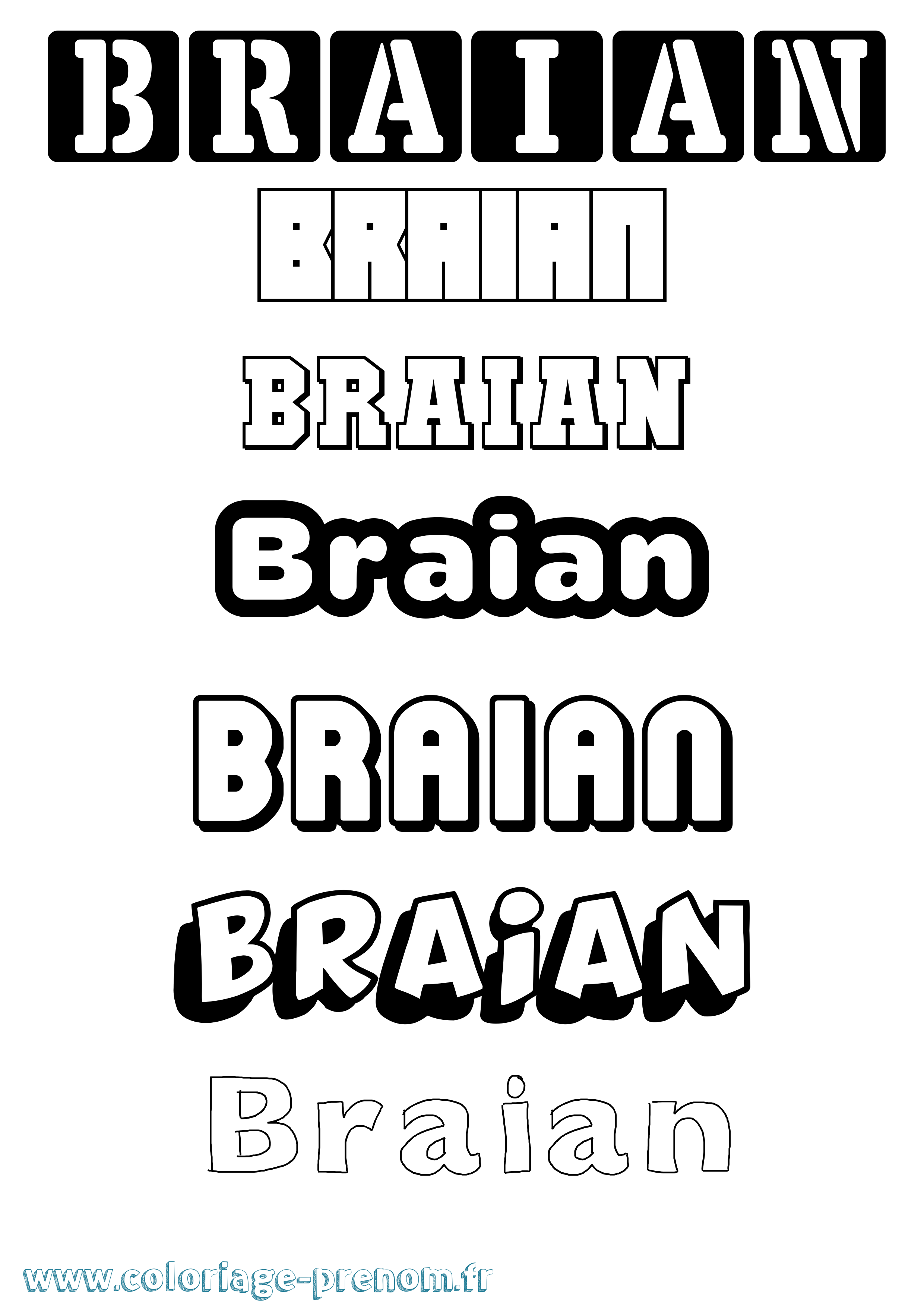 Coloriage prénom Braian Simple