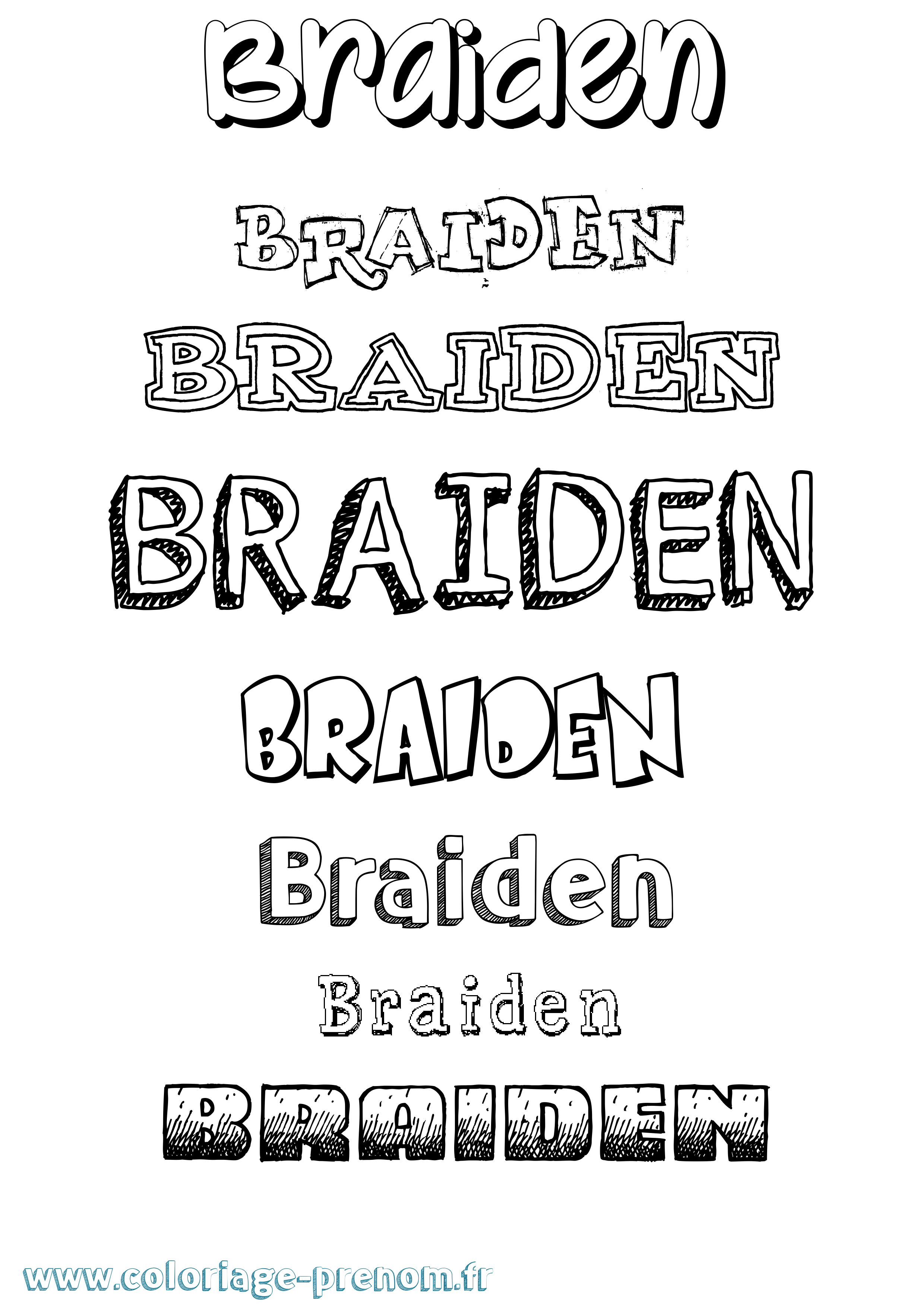 Coloriage prénom Braiden Dessiné